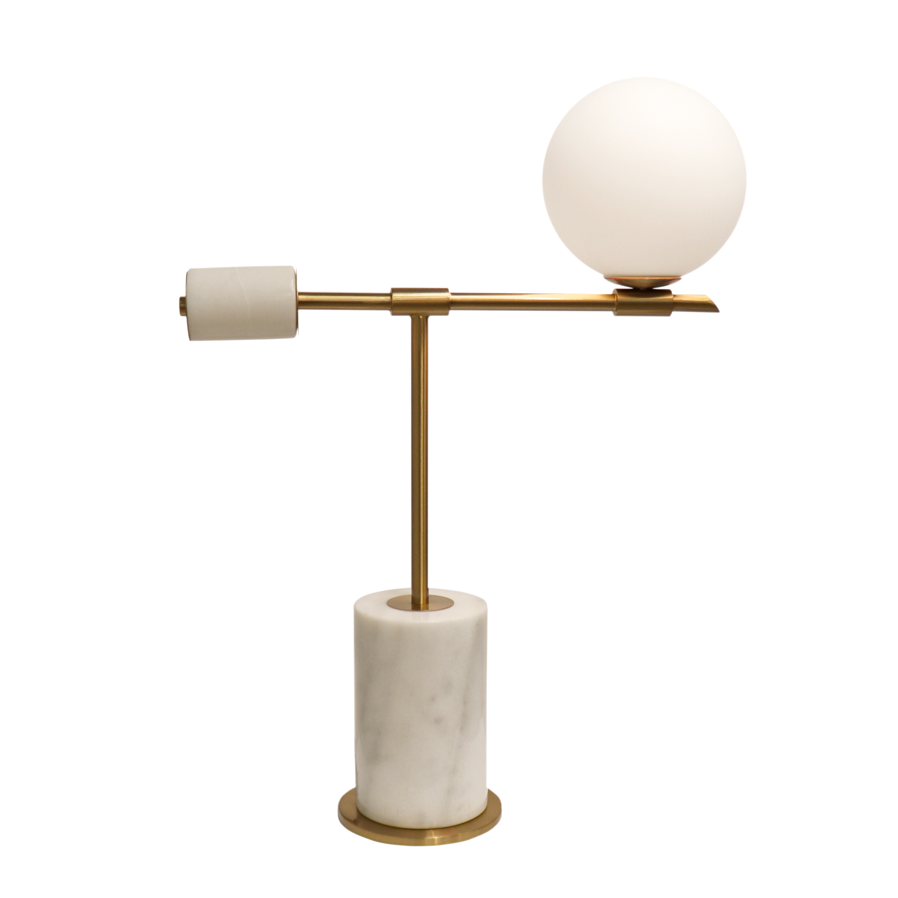 Pasargad - Bianca Table Lamp in White/Gold, Metal/Marble