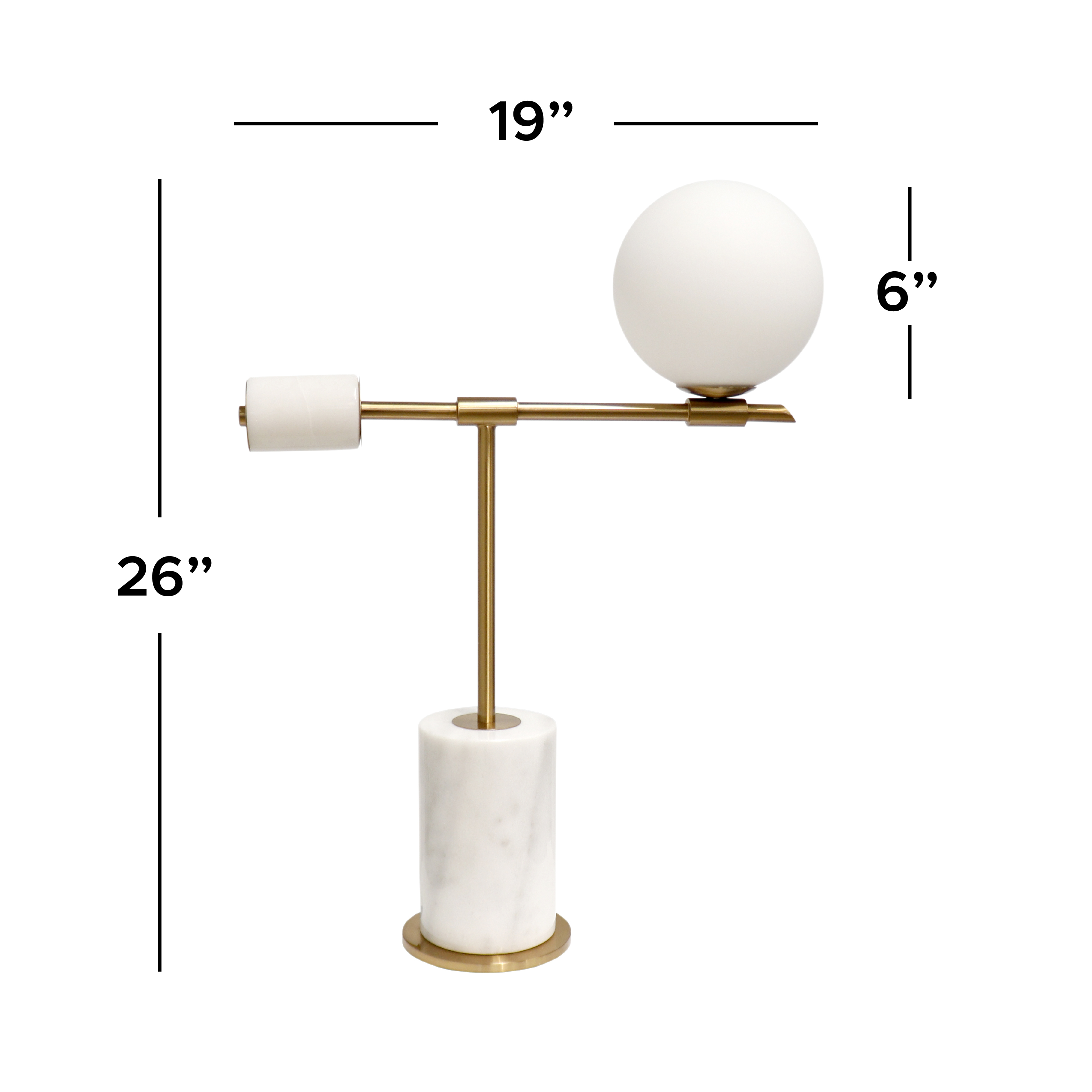 Pasargad - Bianca Table Lamp in White/Gold, Metal/Marble