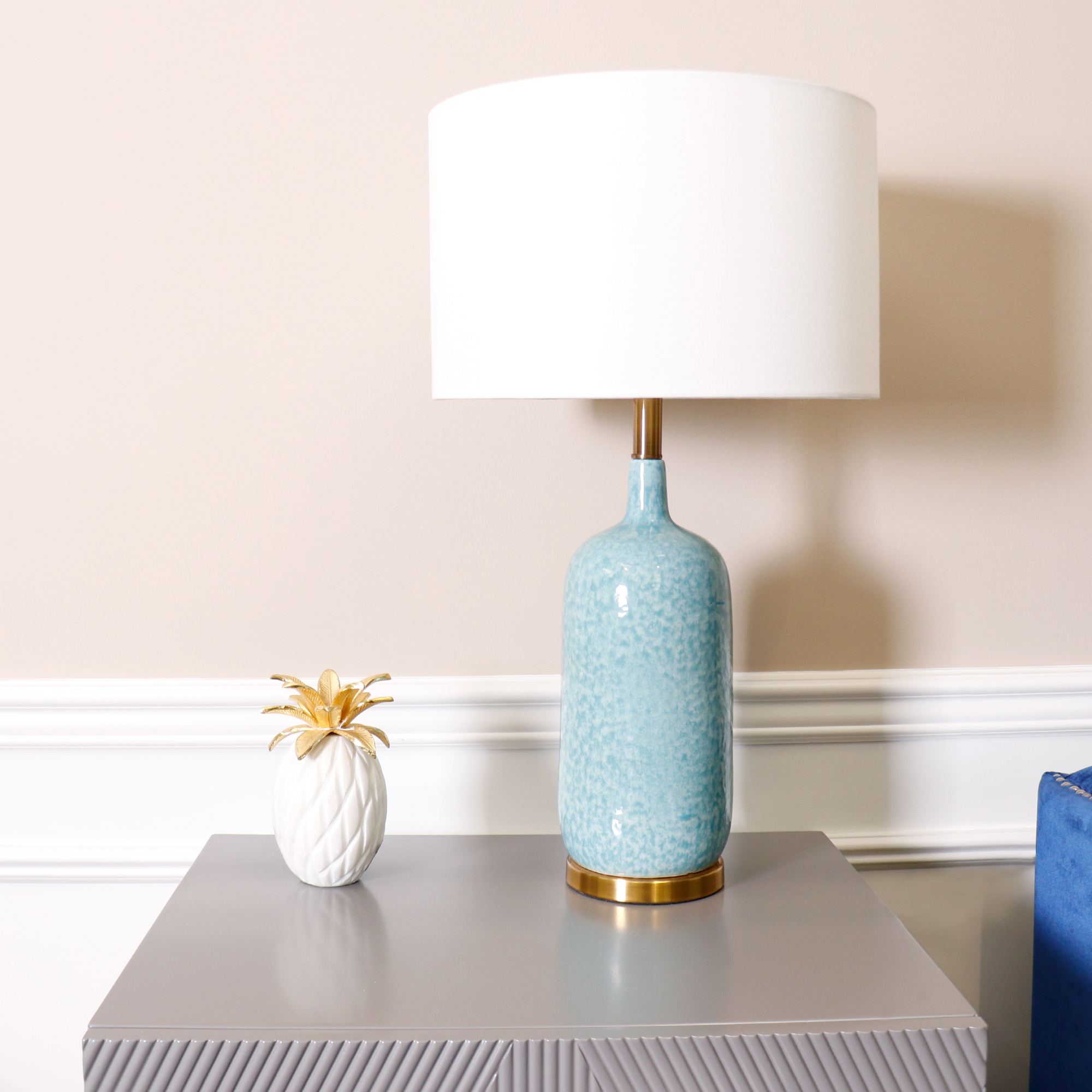 Pasargad - Tucson Table Lamp in Blue/Gold, Ceramic