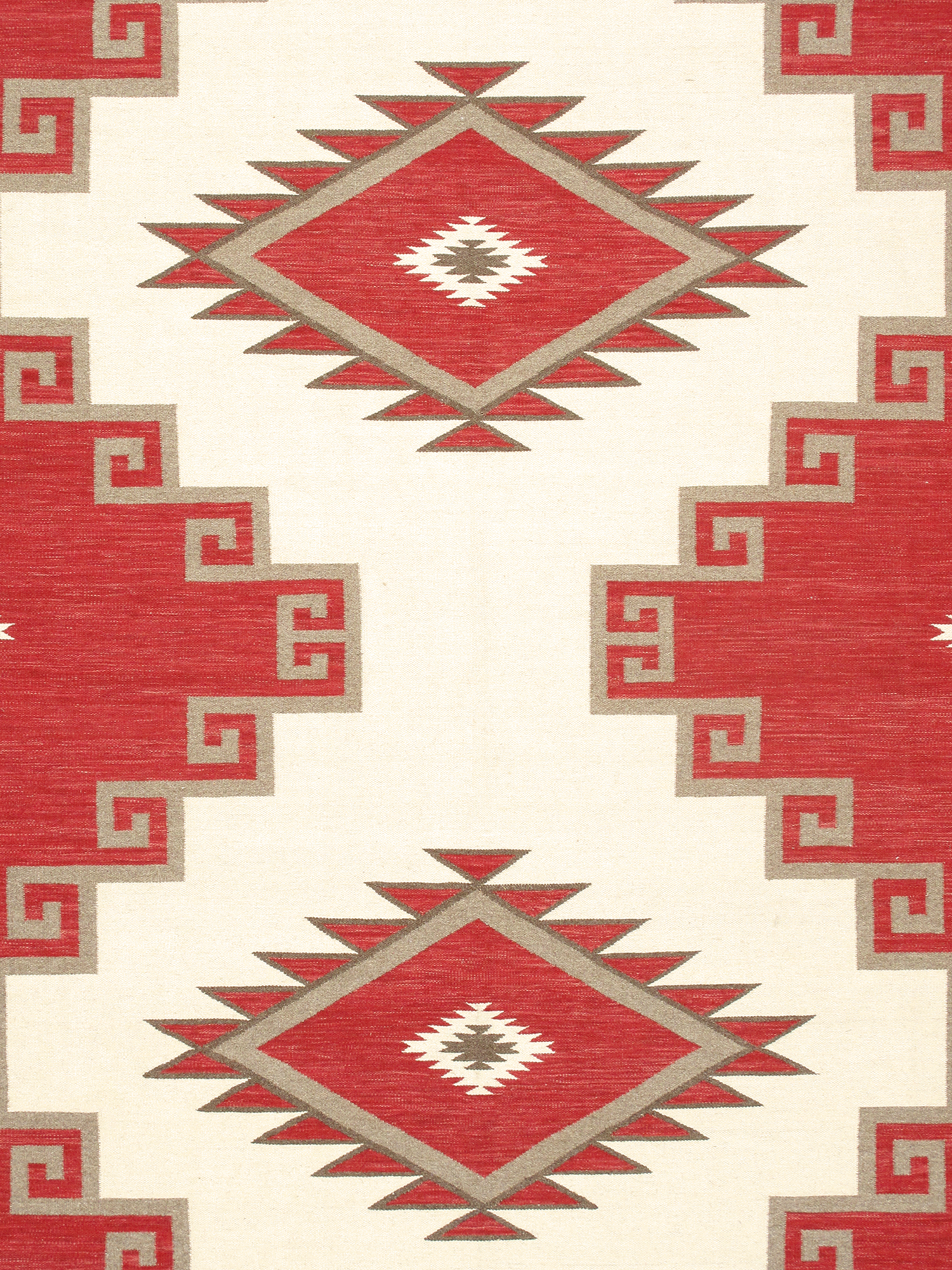 Pasargad - Tuscany Collection Flatweave Wool Area Rug in Ivory/Red, 109" x 146" (PNT-340 9x12)