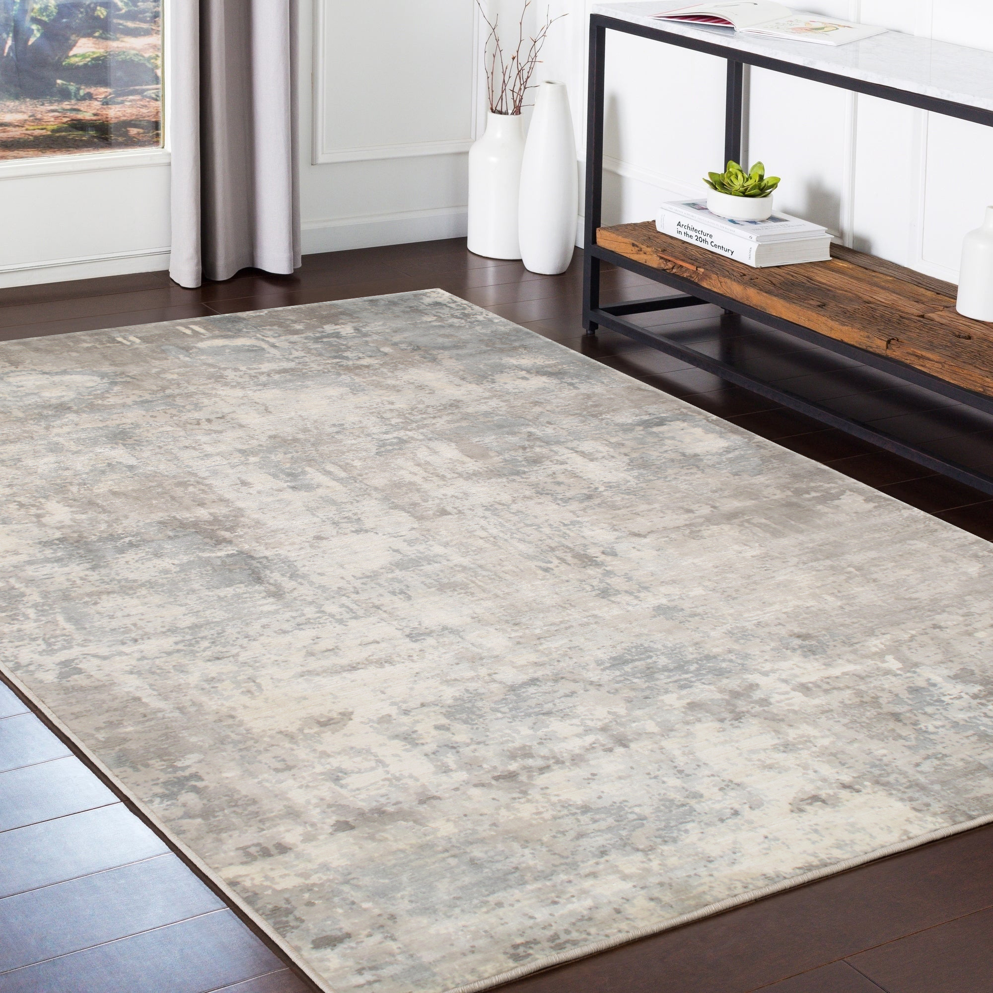 Pasargad Beverly Collection Hand-Loomed Bamboo Silk Area Rug - Gray/Multi, 120" x 168" (pop-8318 10x14)