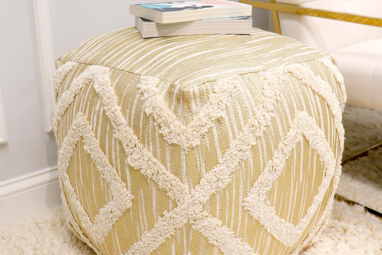 Pasargad Grandcanyon Cotton Pouf - Gold