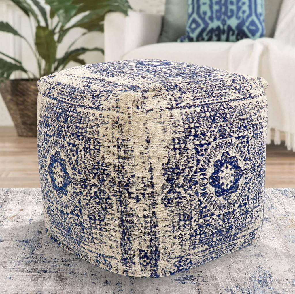 Pasargad Grand Canyon Pouf - Navy, Cotton