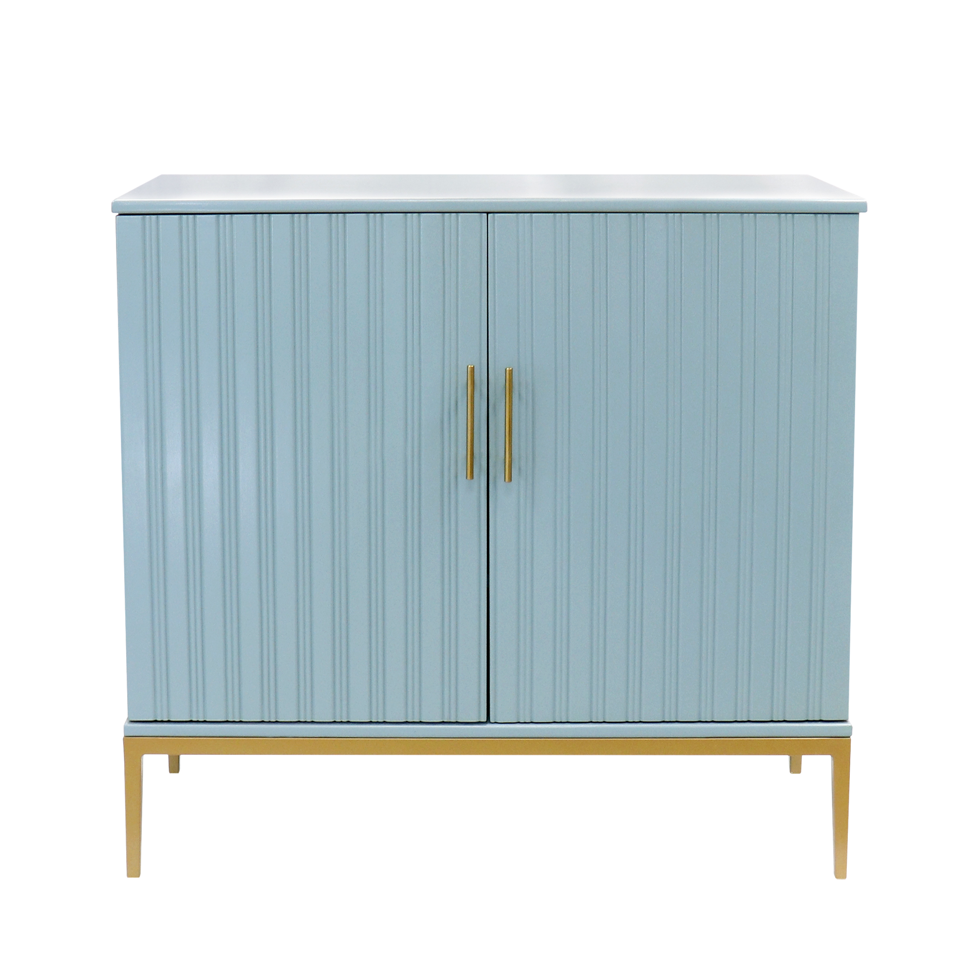 Pasargad - Edgar Metal Frame Cabinet in Aqua/Gold, Wood