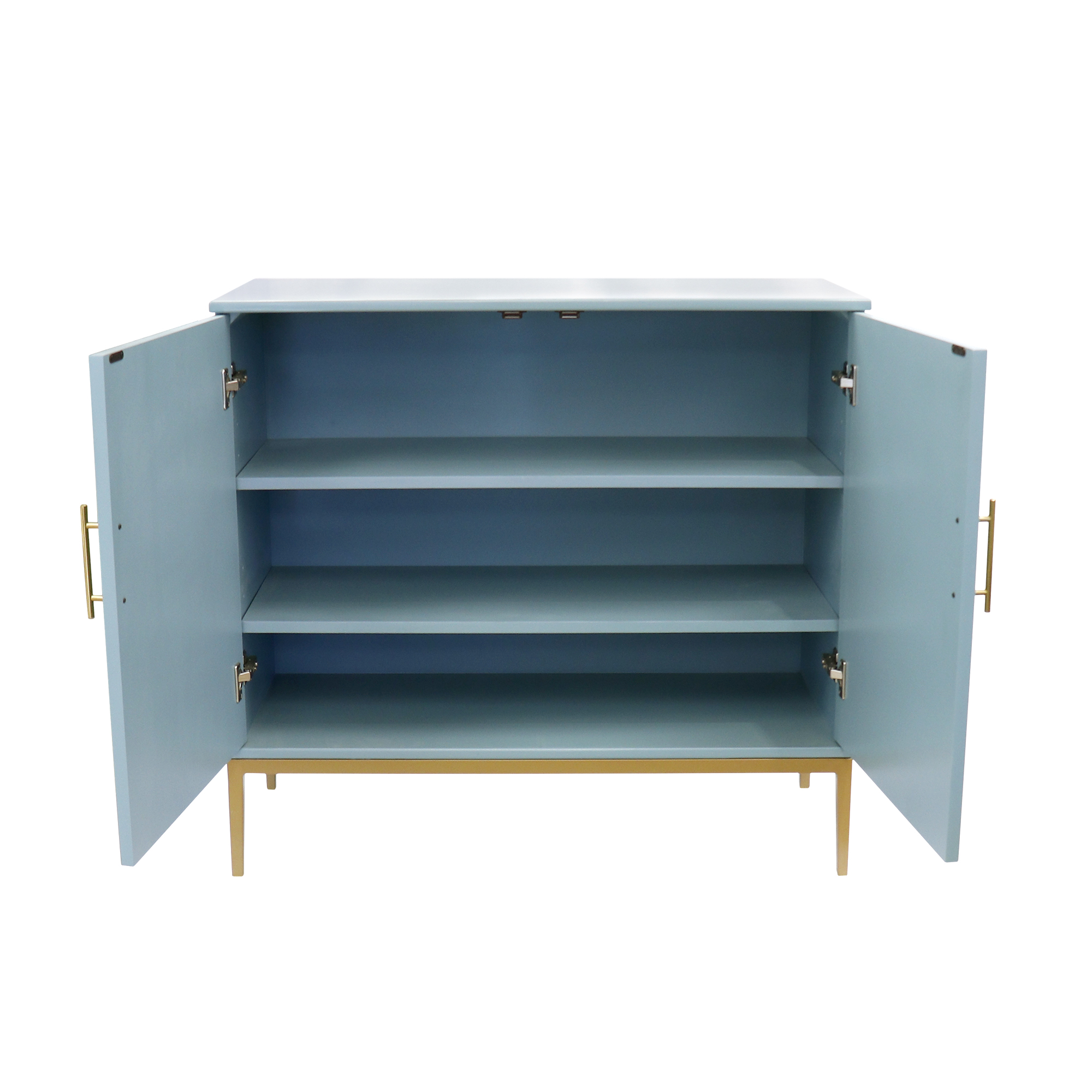 Pasargad - Edgar Metal Frame Cabinet in Aqua/Gold, Wood