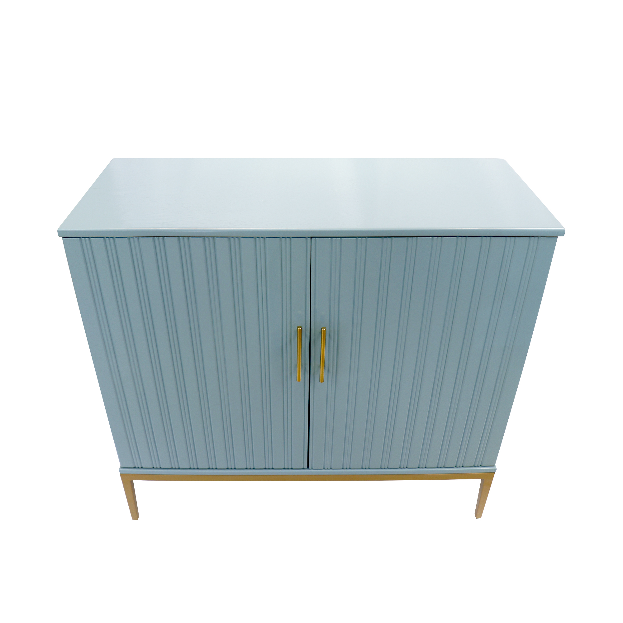 Pasargad - Edgar Metal Frame Cabinet in Aqua/Gold, Wood