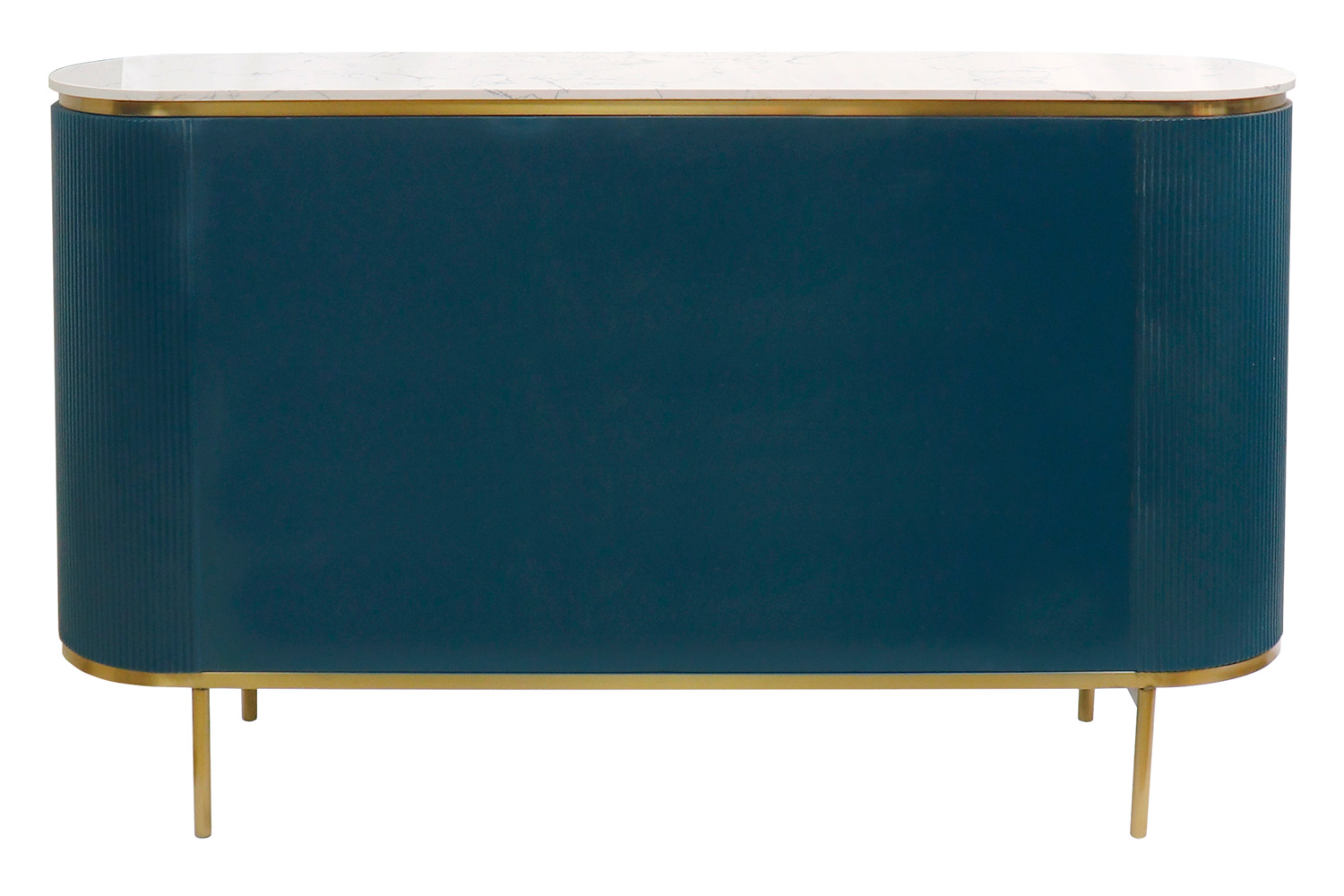 Pasargad - Theodore Green Sideboard, 6 Drawers and Gold Polished Metal Frame