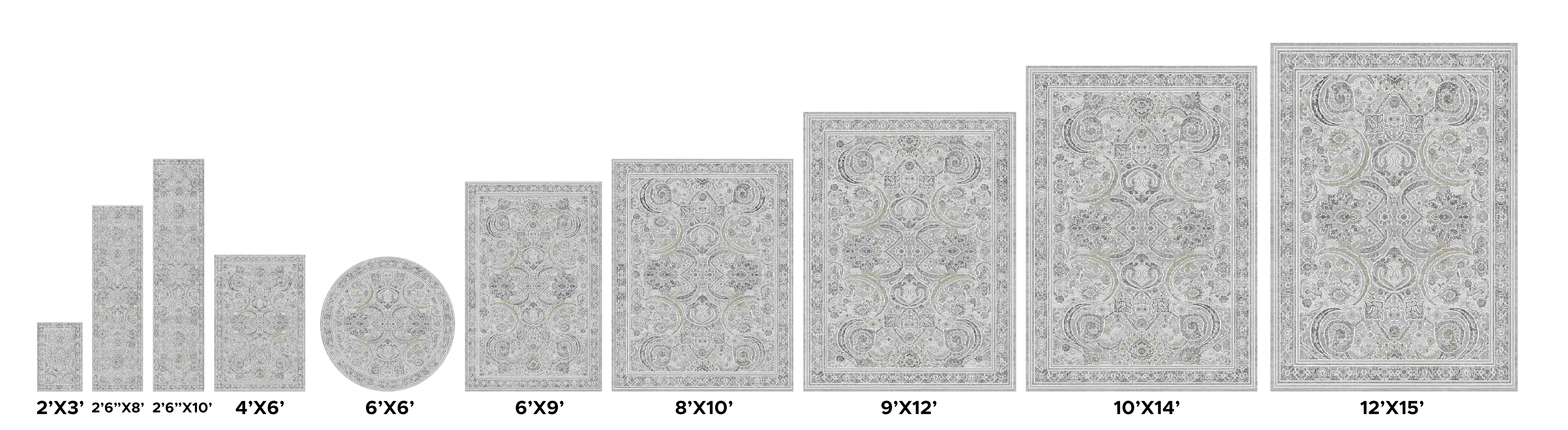 Pasargad Amadeus Collection Power Loom Polypropylene/Polyester Area Rug - Ivory/Silver, 48" x 72" (prc-1021is 4x6)