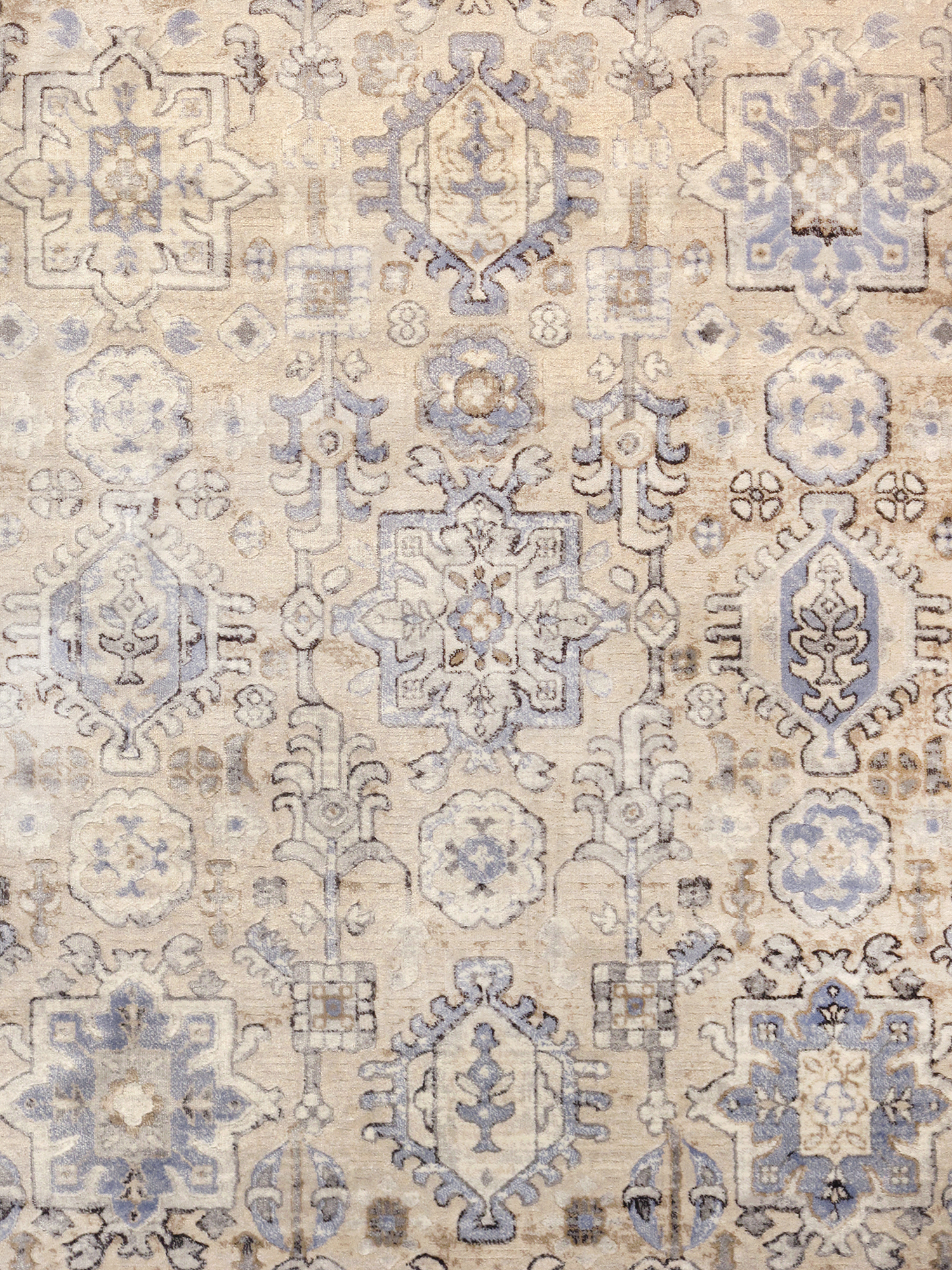 Pasargad - Amadeus Collection Power Loom Polypropylene/Polyester Area Rug in Beige/Blue, 72" x 72" (prc-1022bb s 6x6)