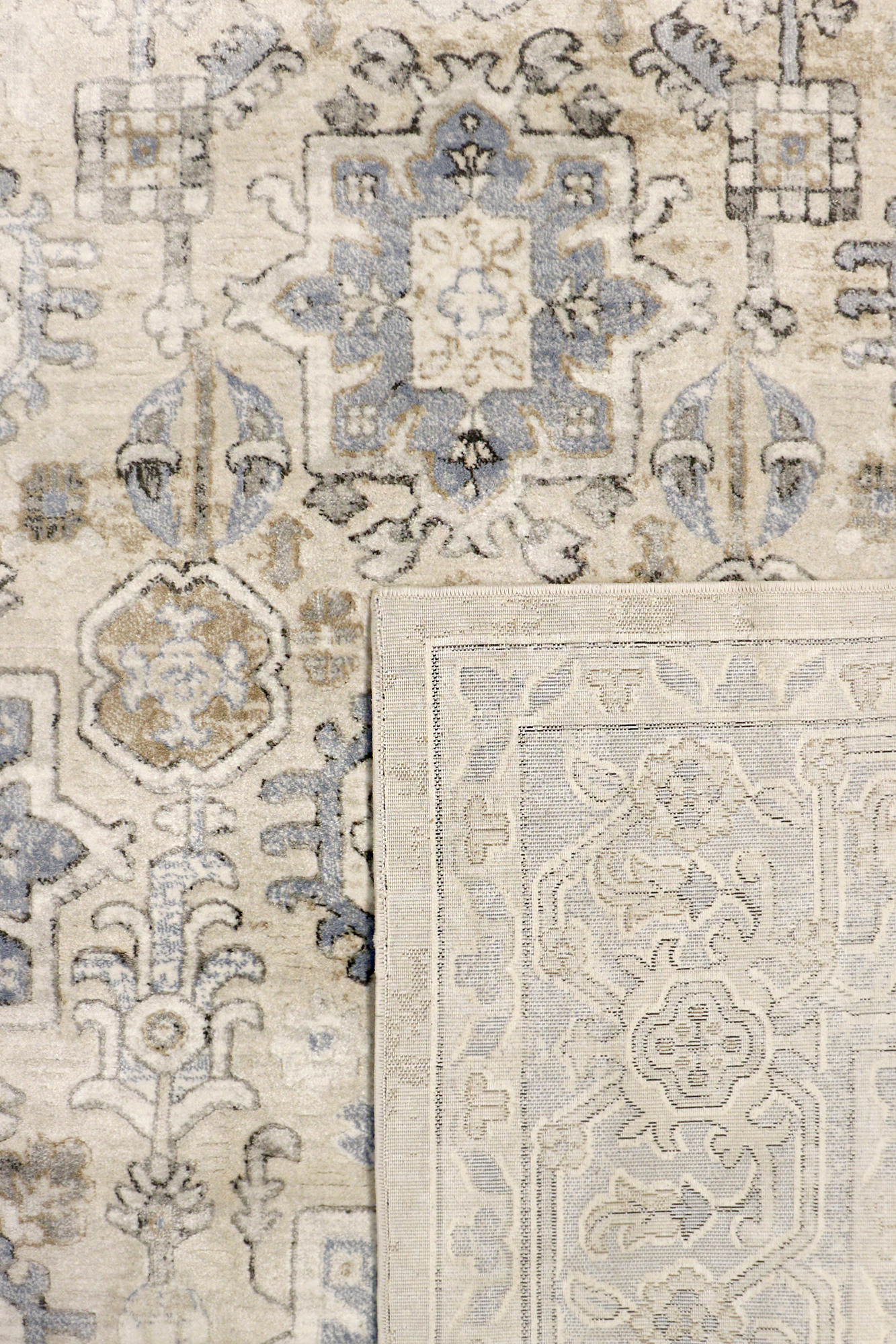 Pasargad - Amadeus Collection Power Loom Polypropylene/Polyester Area Rug in Beige/Blue, 72" x 72" (prc-1022bb s 6x6)