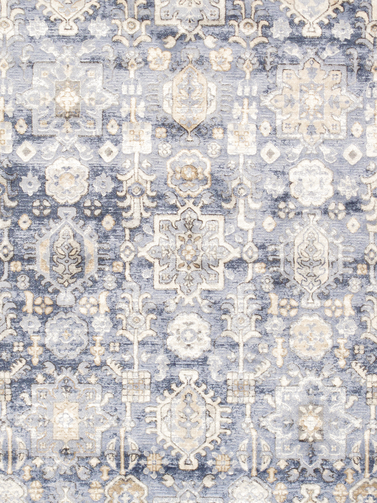 Pasargad - Amadeus Collection Power-Loomed Polypropylene/Polyester Area Rug in Blue/Ivory, 60" x 84" (prc-1022bi 5x7)