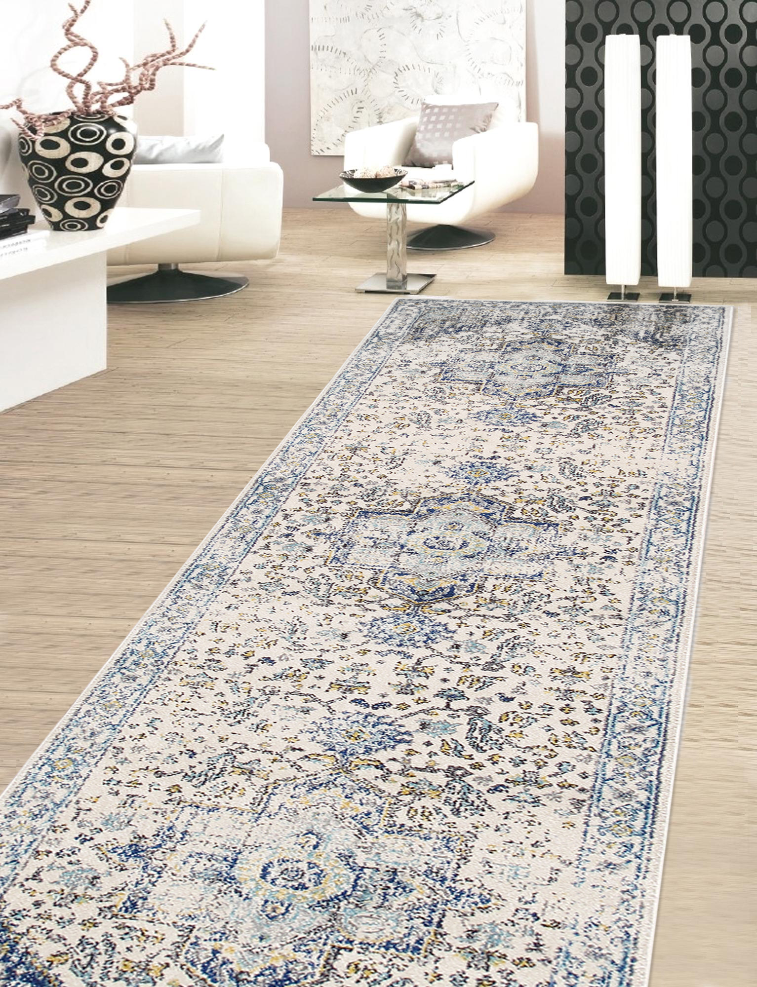 Pasargad Chelsea Collection Power-Loomed Polypropylene/Polyester Area Rug - Ivory, 32" x 72" (prc-5365 2.08x6)