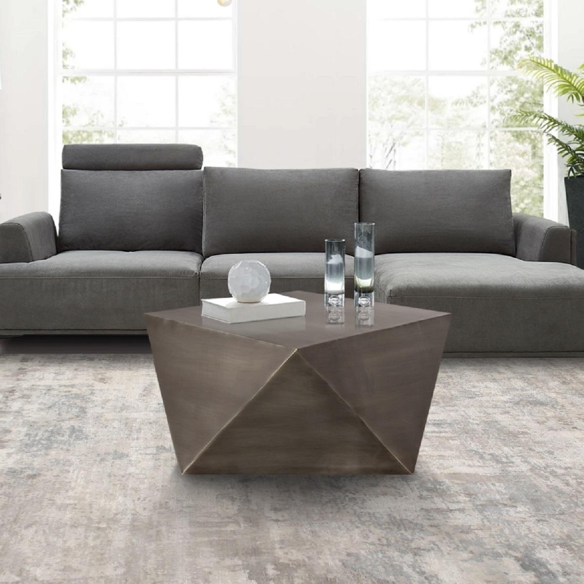 Pasargad Dimitri Square Coffee Table - Gray, Iron