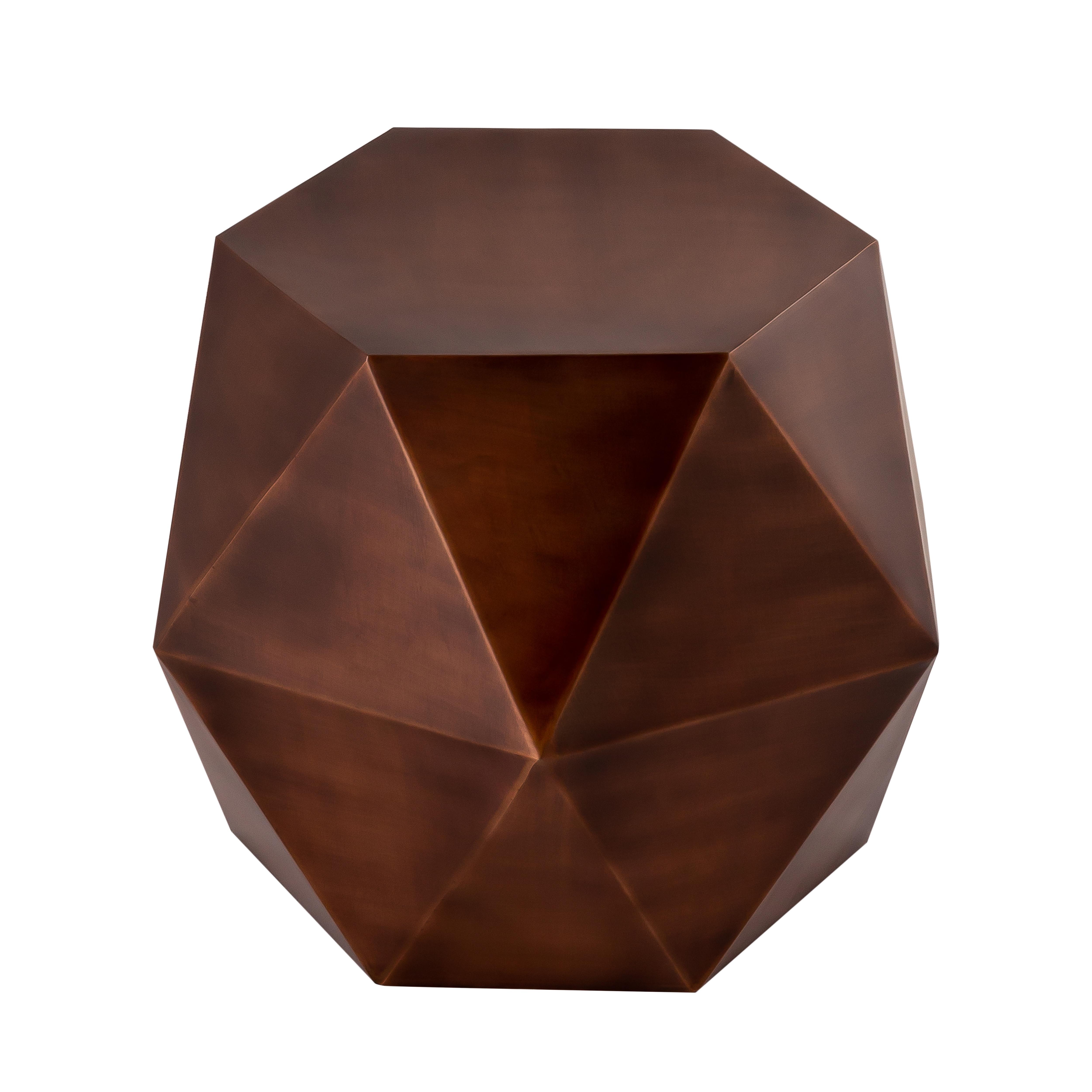 Pasargad - Lexi Hexagonal Side Table in Copper, Iron