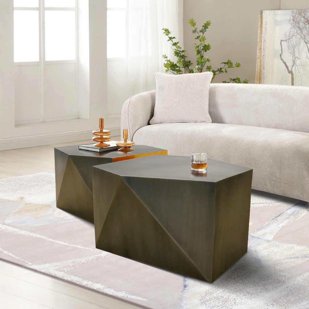 Pasargad™ Byzantine Urban Chic Hexagonal Coffee Table - Gray, Iron