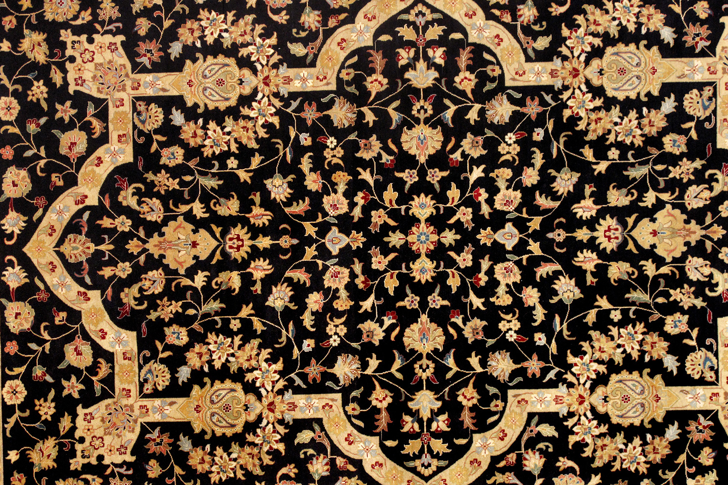 Pasargad™ Tabriz Collection Hand-Knotted Lamb's Wool Area Rug (PS-20 BLACK 9X12) - 108'' x 142''