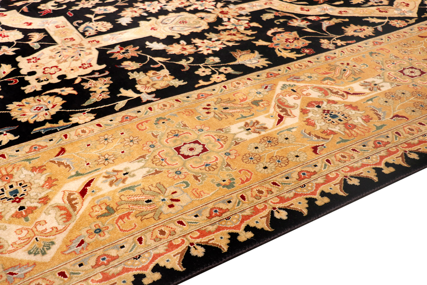 Pasargad™ Tabriz Collection Hand-Knotted Lamb's Wool Area Rug (PS-20 BLACK 9X12) - 108'' x 142''