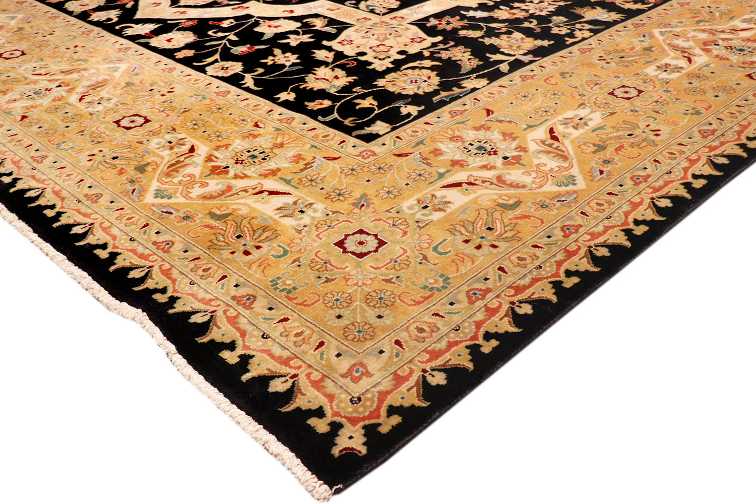 Pasargad™ Tabriz Collection Hand-Knotted Lamb's Wool Area Rug (PS-20 BLACK 9X12) - 108'' x 142''