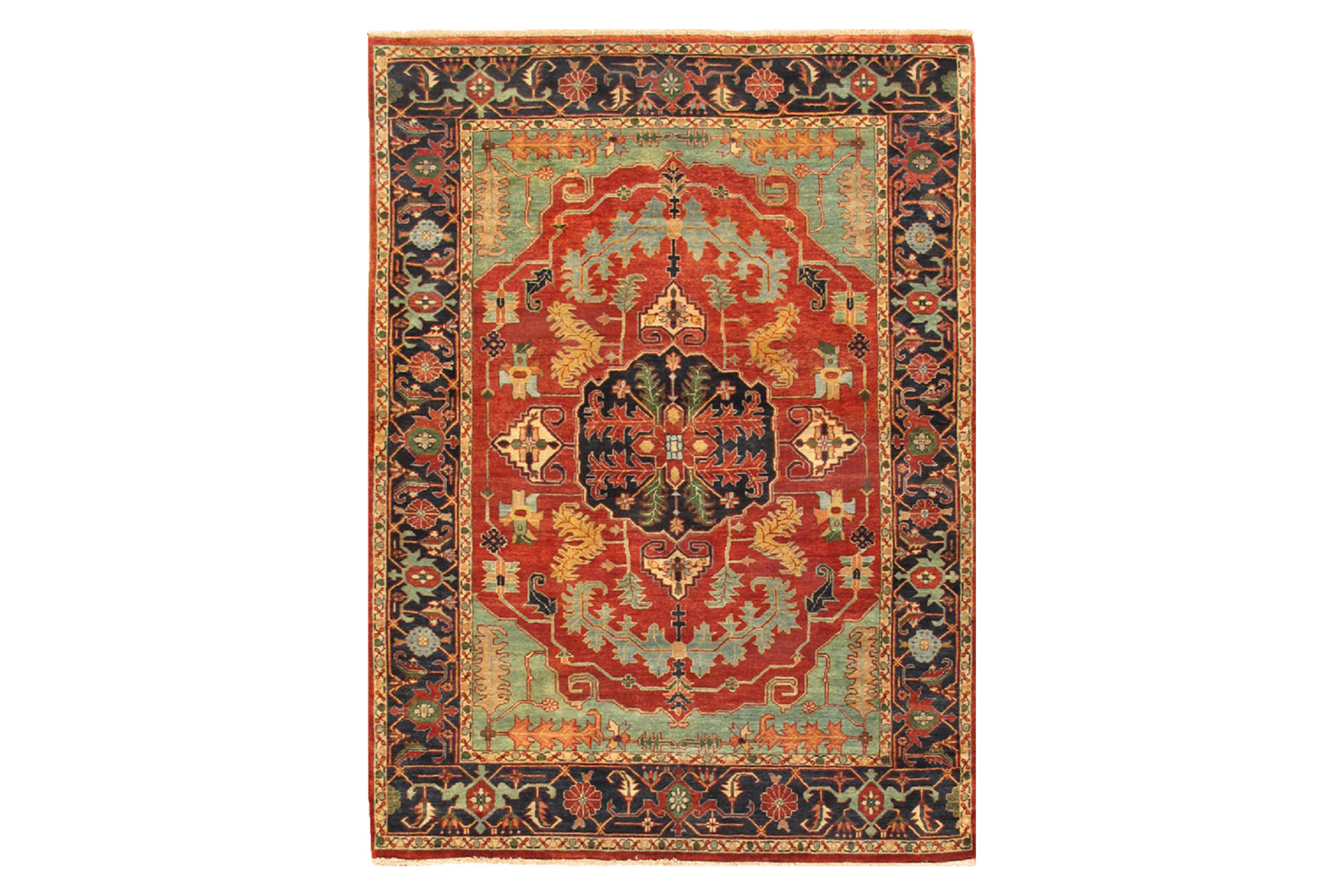 Pasargad - Serapi Collection Hand-Knotted Rust/Navy Wool Area Rug PS-30