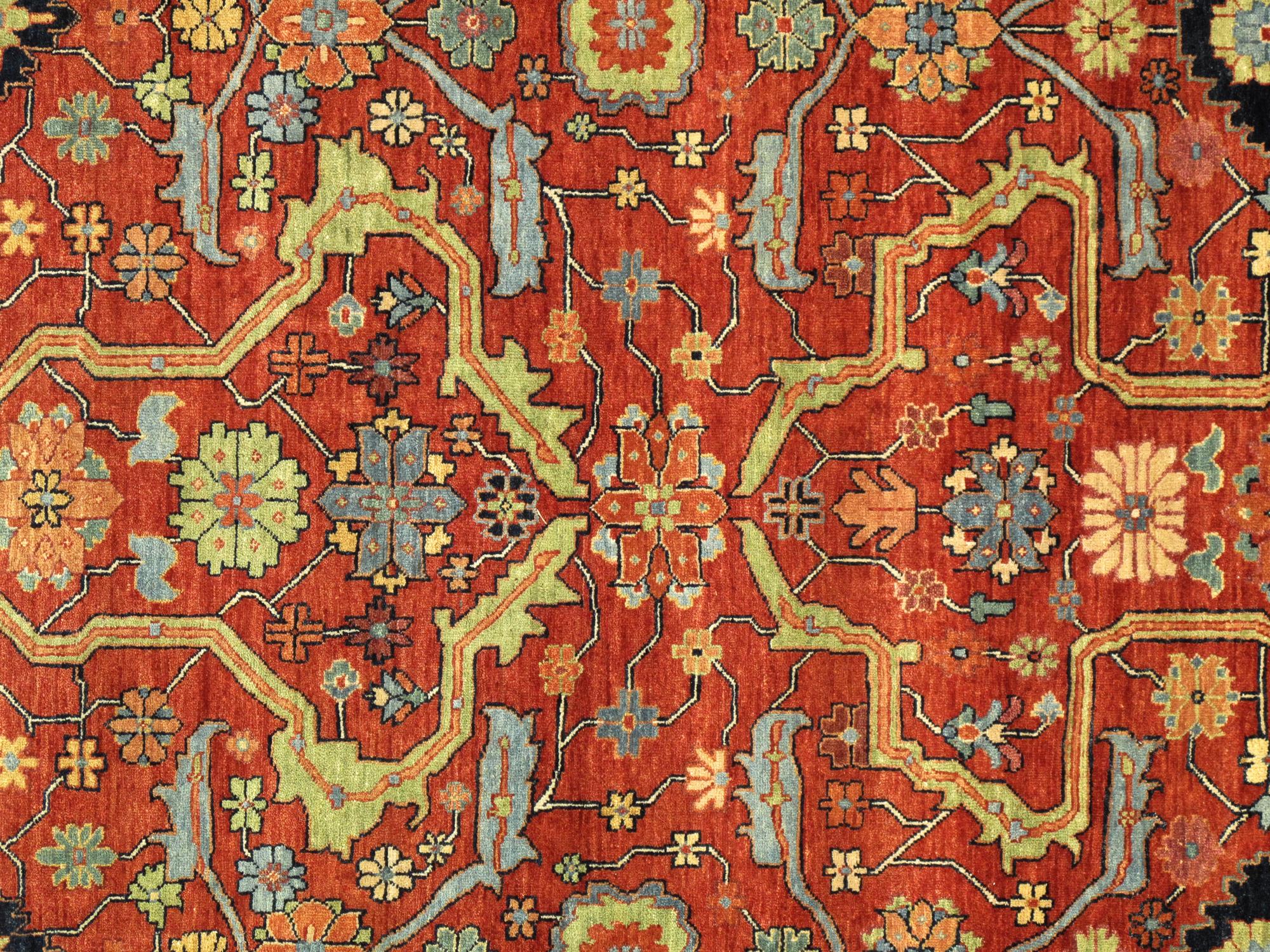 Pasargad Ferehan Collection Hand-Knotted Wool Area Rug - Rust/Navy, 72" x 146" (ps-36 6x12)