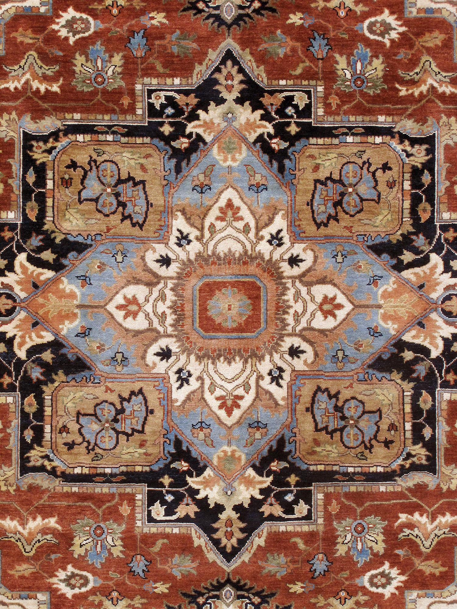 Pasargad Serapi Collection Hand-Knotted Wool Area Rug - Rust/Navy, 116" x 164" (PSF-7120 10x14)