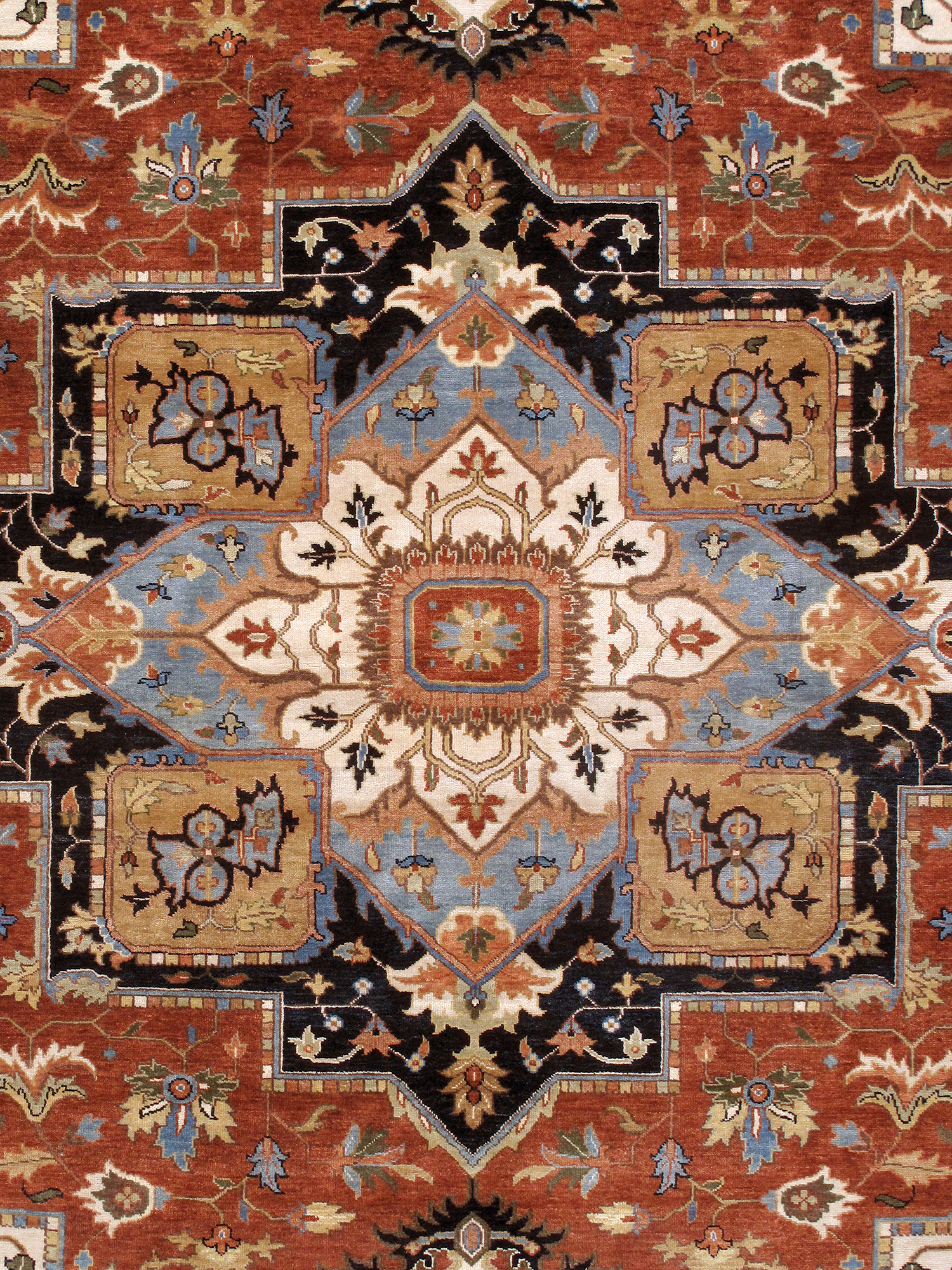 Pasargad - Serapi Collection Hand-Knotted Wool Area Rug in Rust/Navy, 140" x 176" (PSF-7121 12x15)