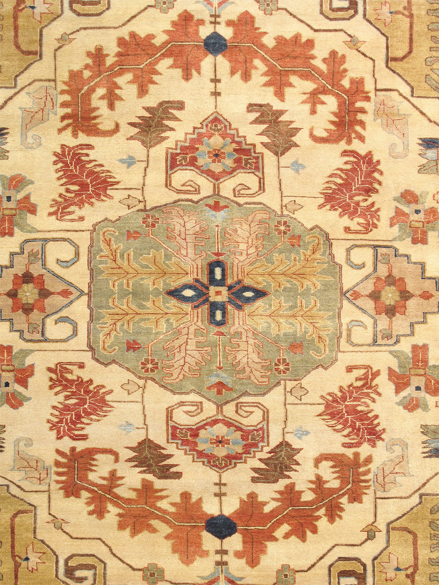 Pasargad - Serapi Collection Hand-Knotted Lamb's Wool Area Rug in Ivory/L. Green, 98" x 118" (PSJ-30 8x10)