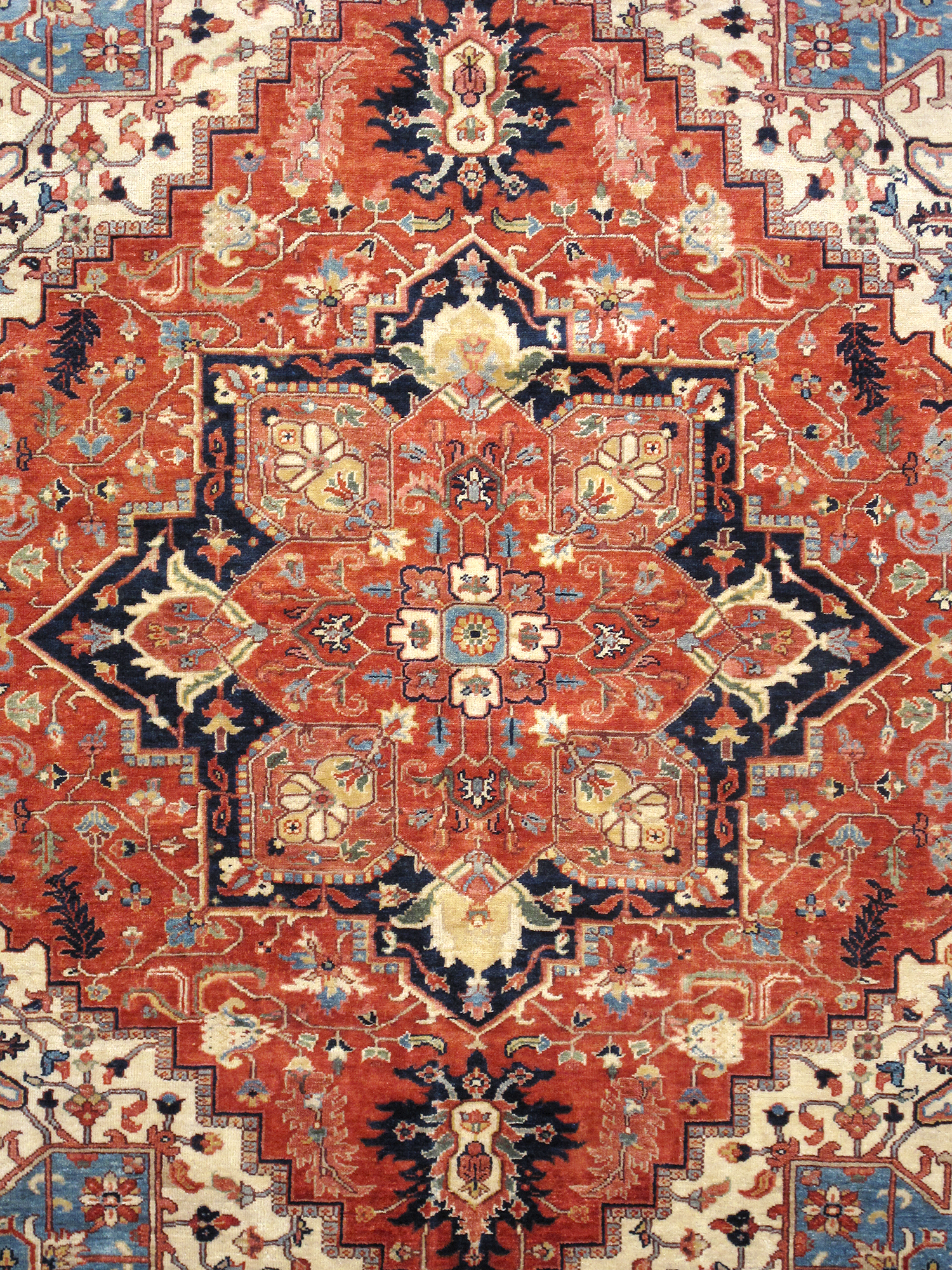 Pasargad - Serapi Collection Hand-Knotted Wool Area Rug in Red/Navy, 92" x 118" (PSJ-3059b 8x10)