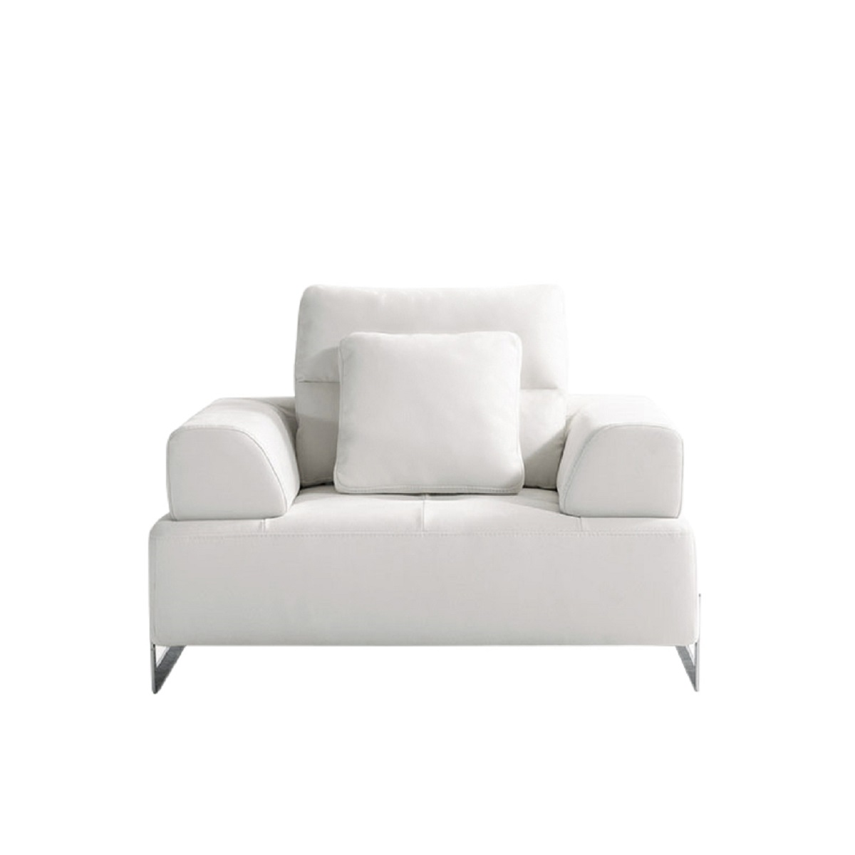 Pasargad - Ravenna Accent Chair with Sliding Backrest and Armrest in White/Chrome, Faux Suede