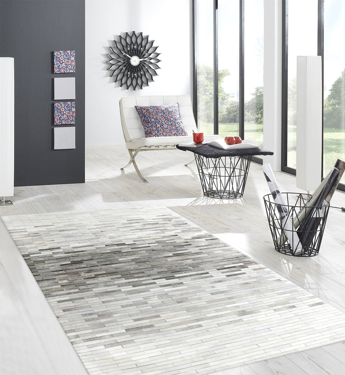 Pasargad Galaxy Collection Hand-stitched Cowhide Area Rug - Silver, 120" x 168" (ptx-1960 10x14)