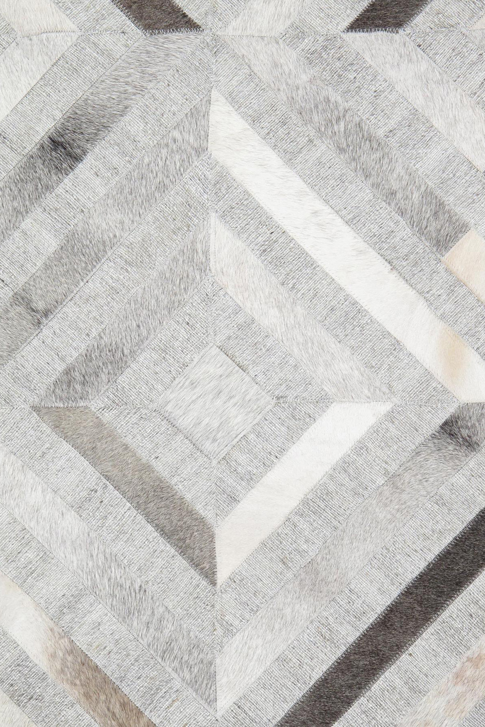 Pasargad Geometric Silver Cowhide Rug (PTX-3104 4X6) - 48'' x 72''