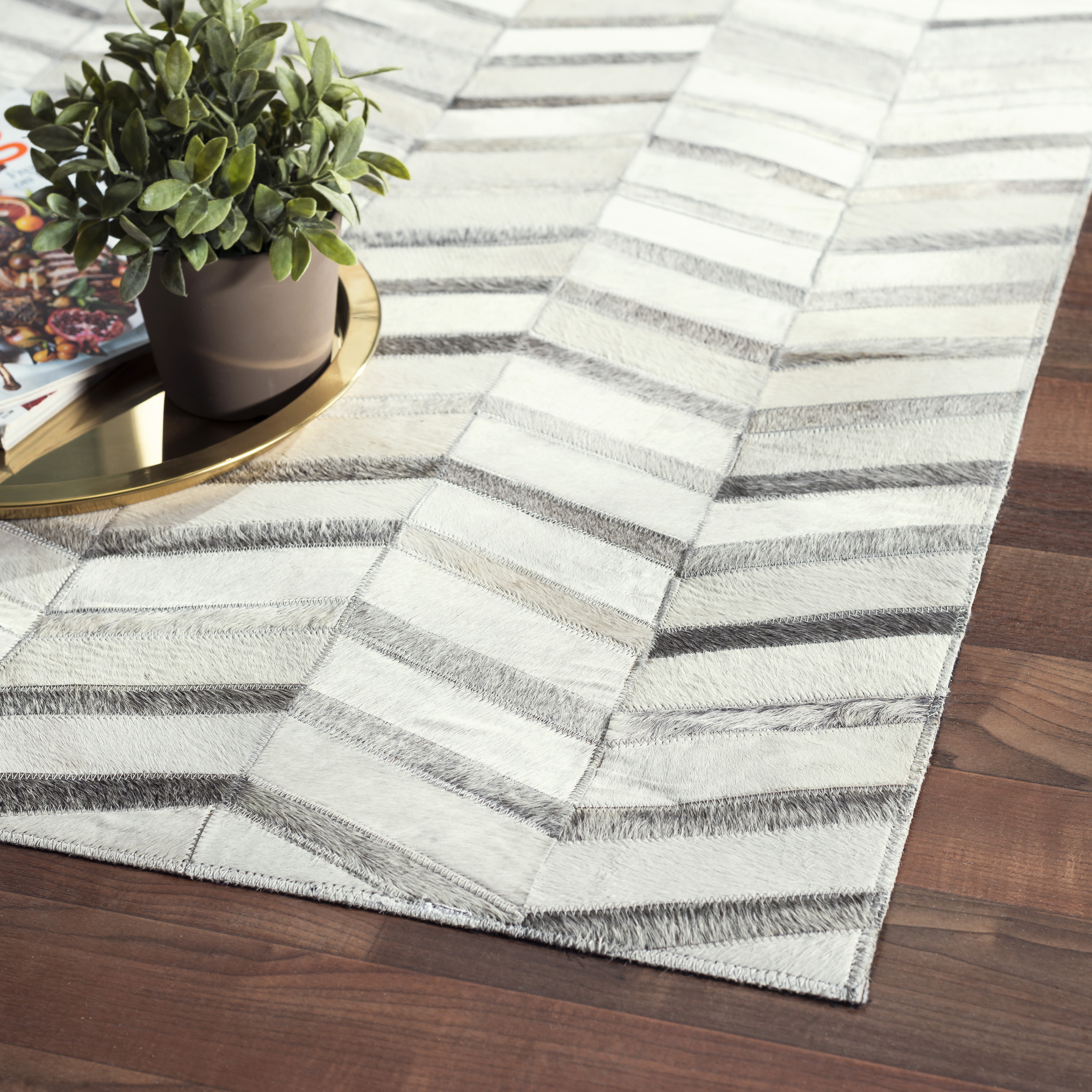 Pasargad Galaxy Collection Hand-stitched Cowhide Area Rug - Silver, 144" x 180" (ptx-4685 12x15)