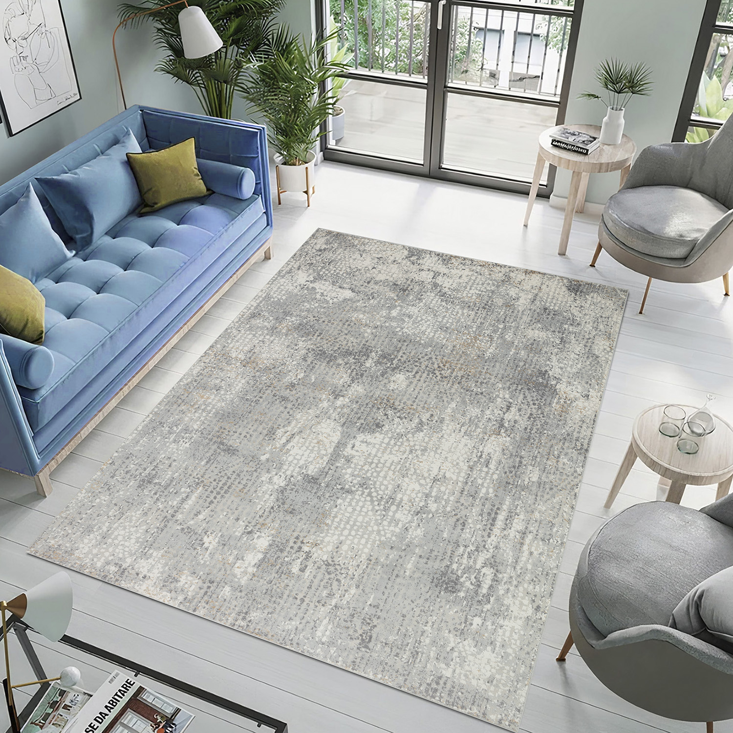 Pasargad Stella Collection Power-Loomed Polypropylene/Polyester Area Rug - L. Gray, 114" x 162" (pvga-44 10x14)