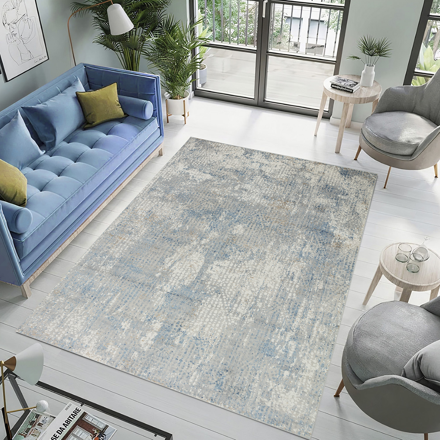 Pasargad Stella Collection Power-Loomed Polypropylene/Polyester Area Rug - Beige/L. Gray, 36" x 60" (pvha-16 3x5)