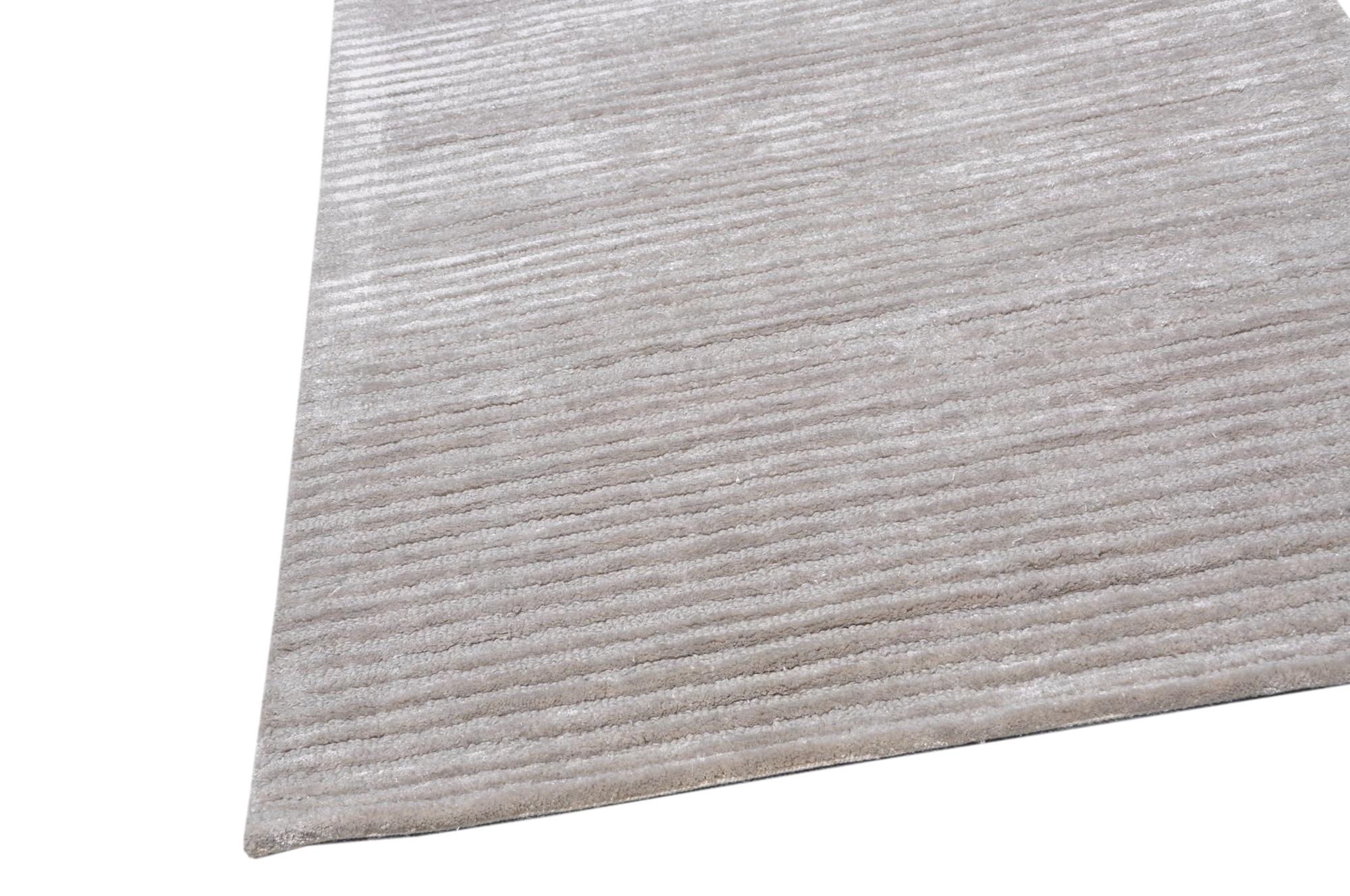 Pasargad Edgy Collection Hand-Tufted Bamboo Silk/Wool Area Rug - Silver/Gray, 30" x 120" (pvny-11 rnr 2.6x10)