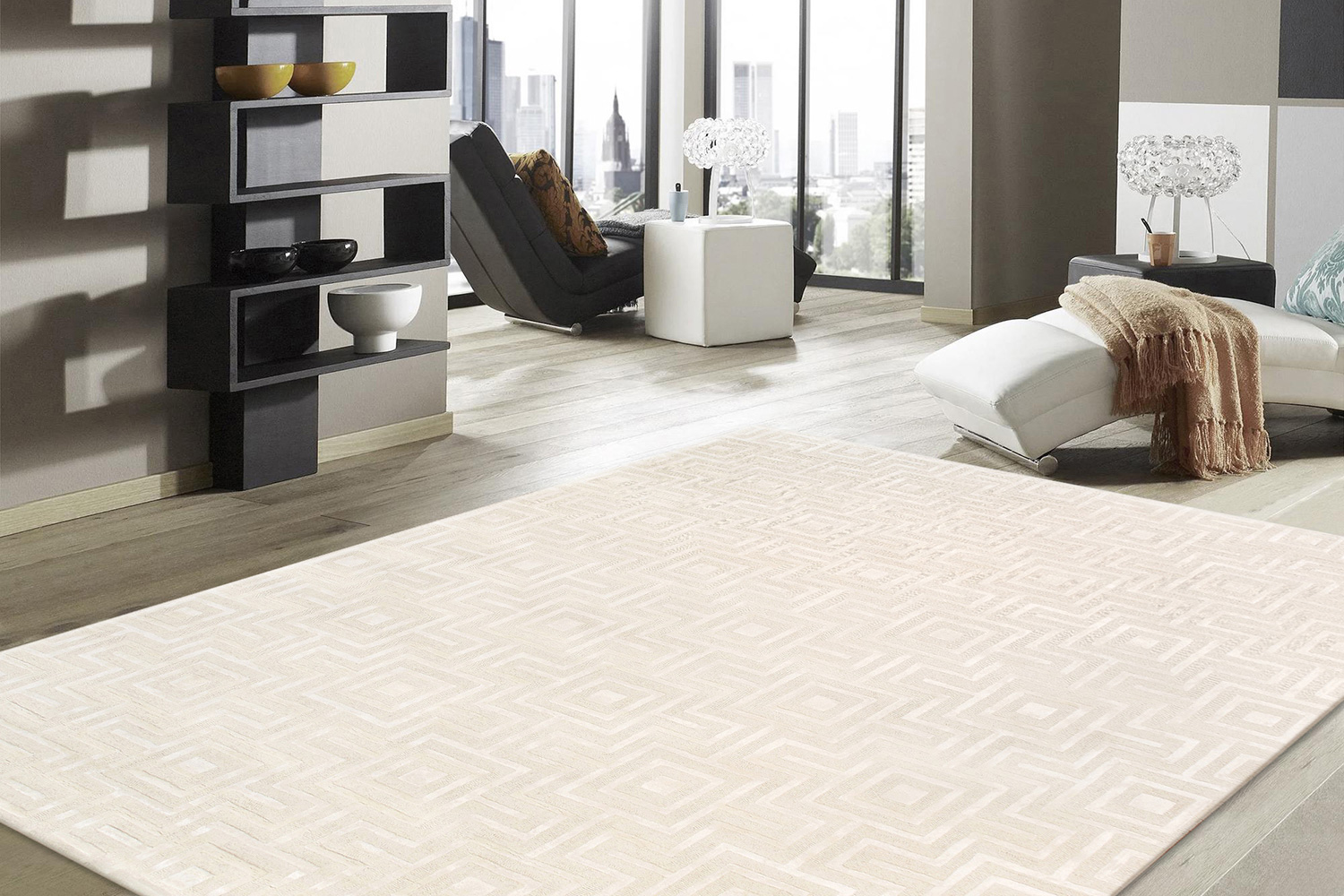 Pasargad Edgy Collection Hand-Tufted Ivory BSilk and Wool Area Rug (PVNY-24 12X15) - 144'' x 180''