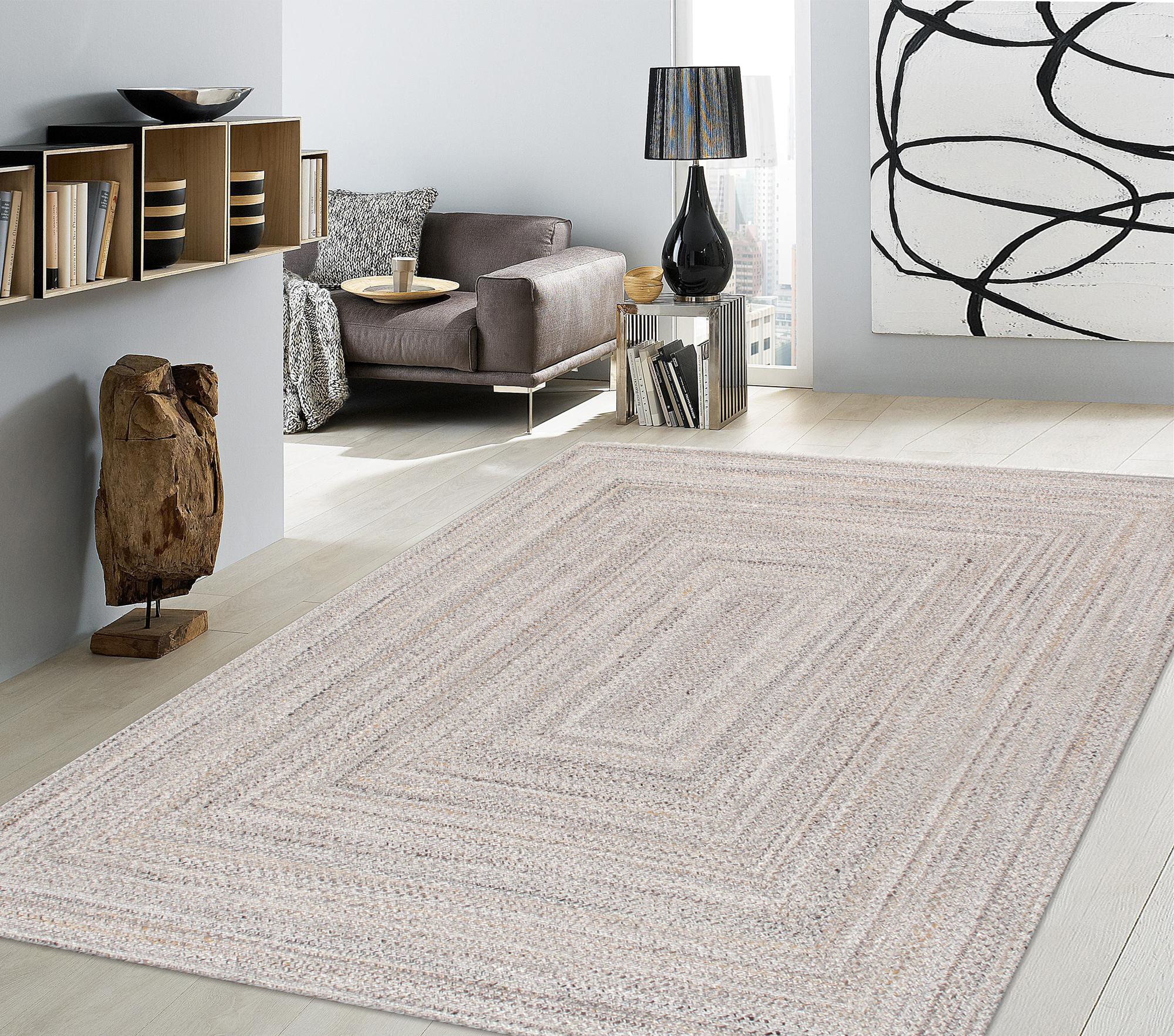 Pasargad Lagos Collection Handmade Poly Fabric Area Rug - Gray/Multi, 120" x 168" (py-04 10x14)