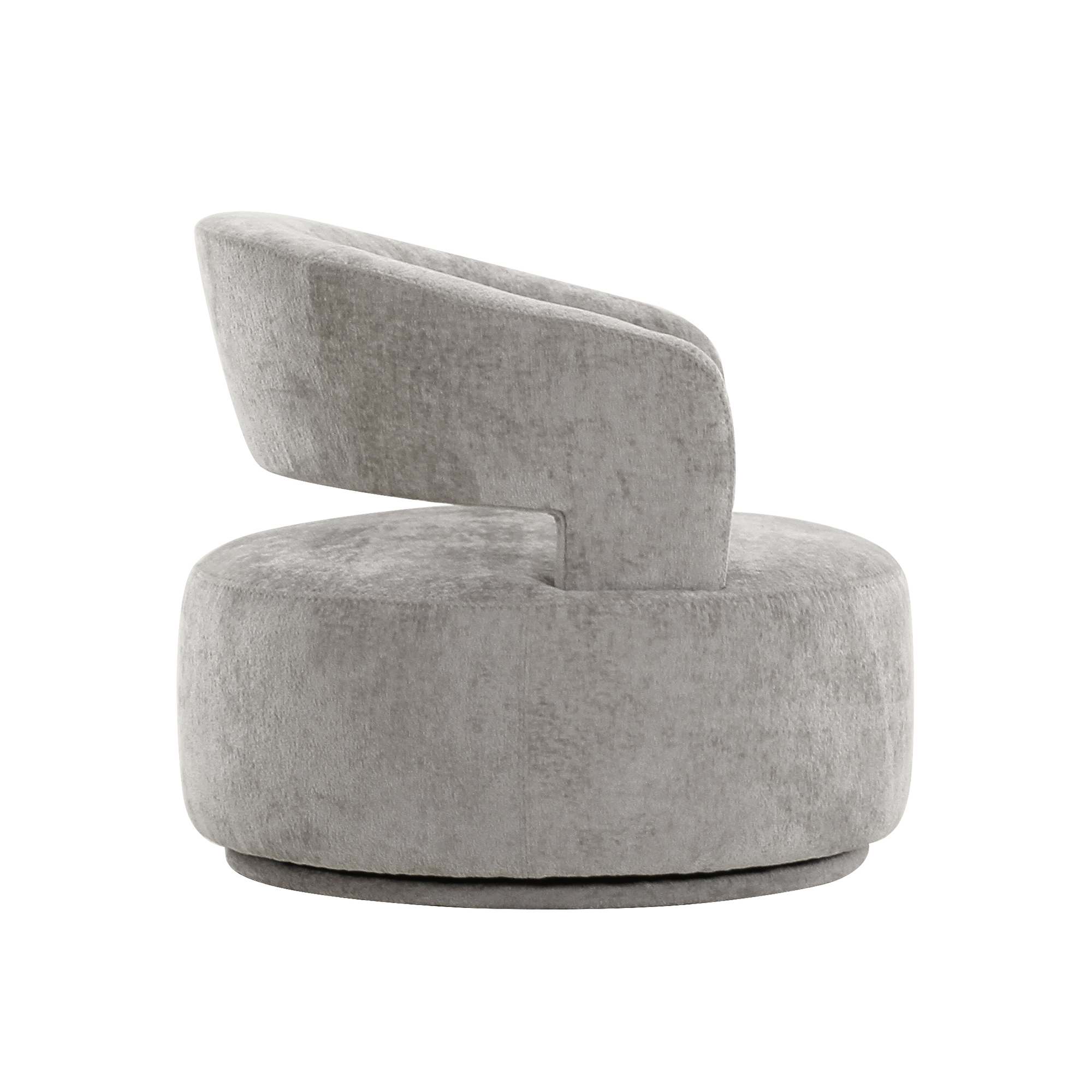 Pasargad Piagia Upholstered Swivel Base Barrel Chair - Silver, Polyester