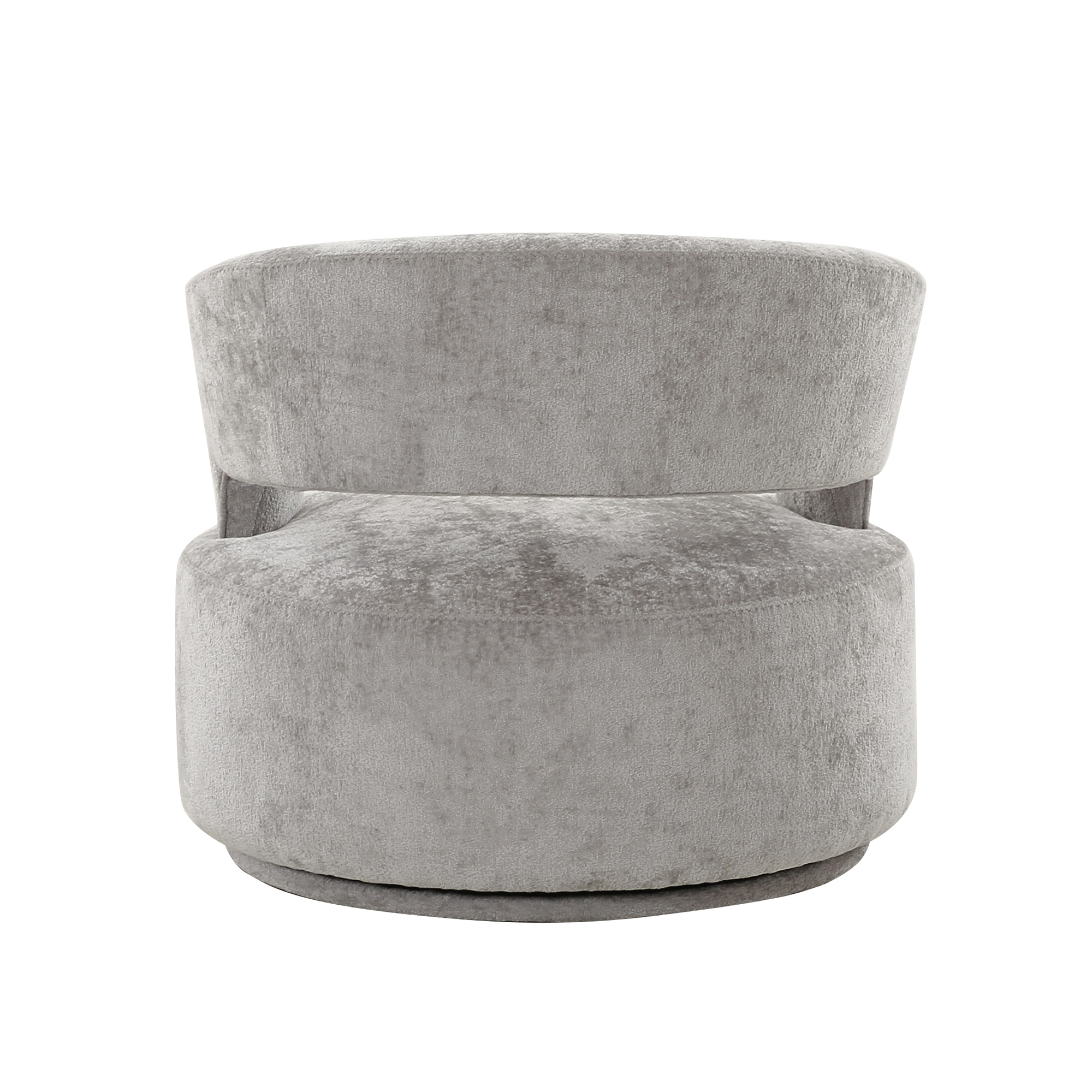 Pasargad Piagia Upholstered Swivel Base Barrel Chair - Silver, Polyester