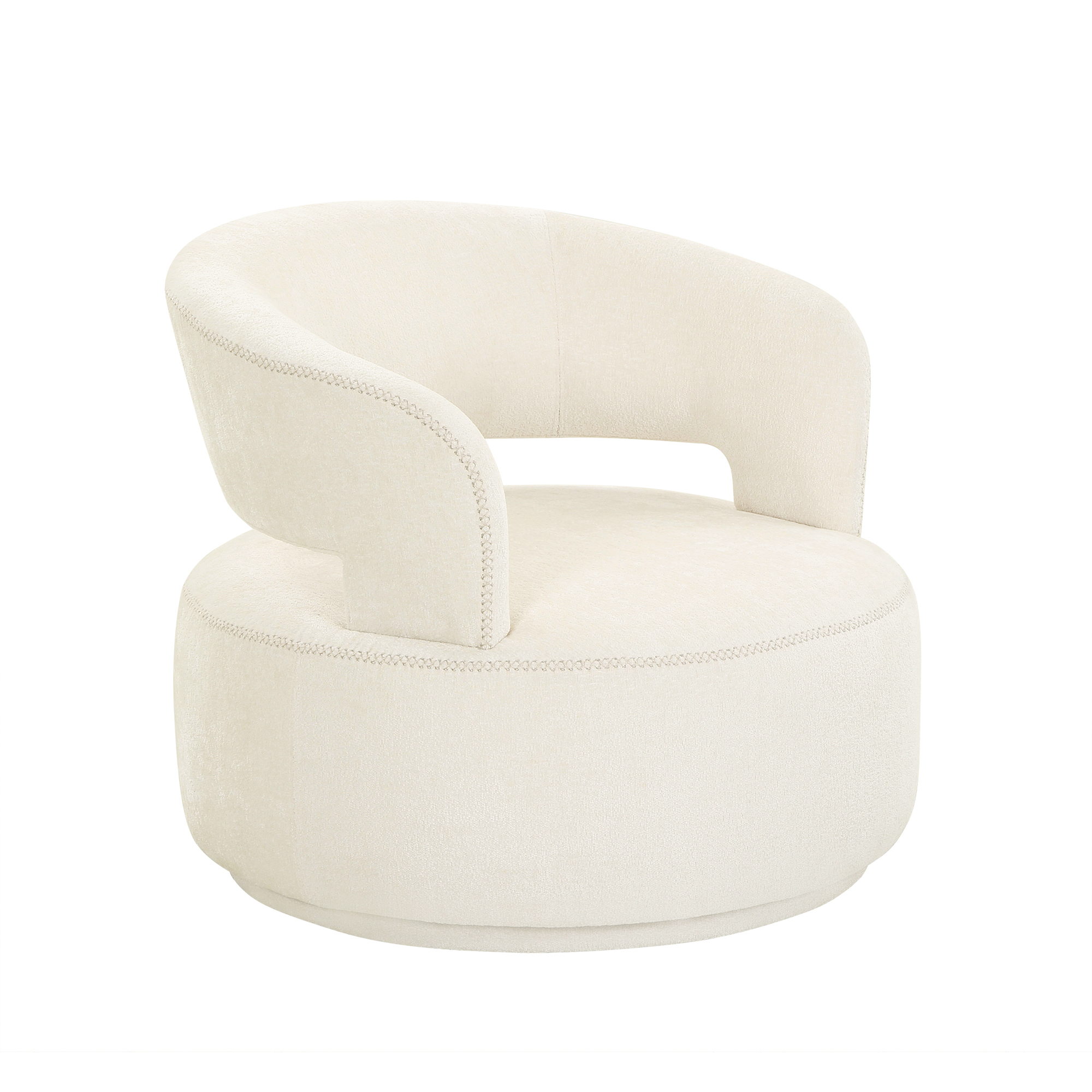 Pasargad - Piagia Upholstered Swivel Base Barrel Chair