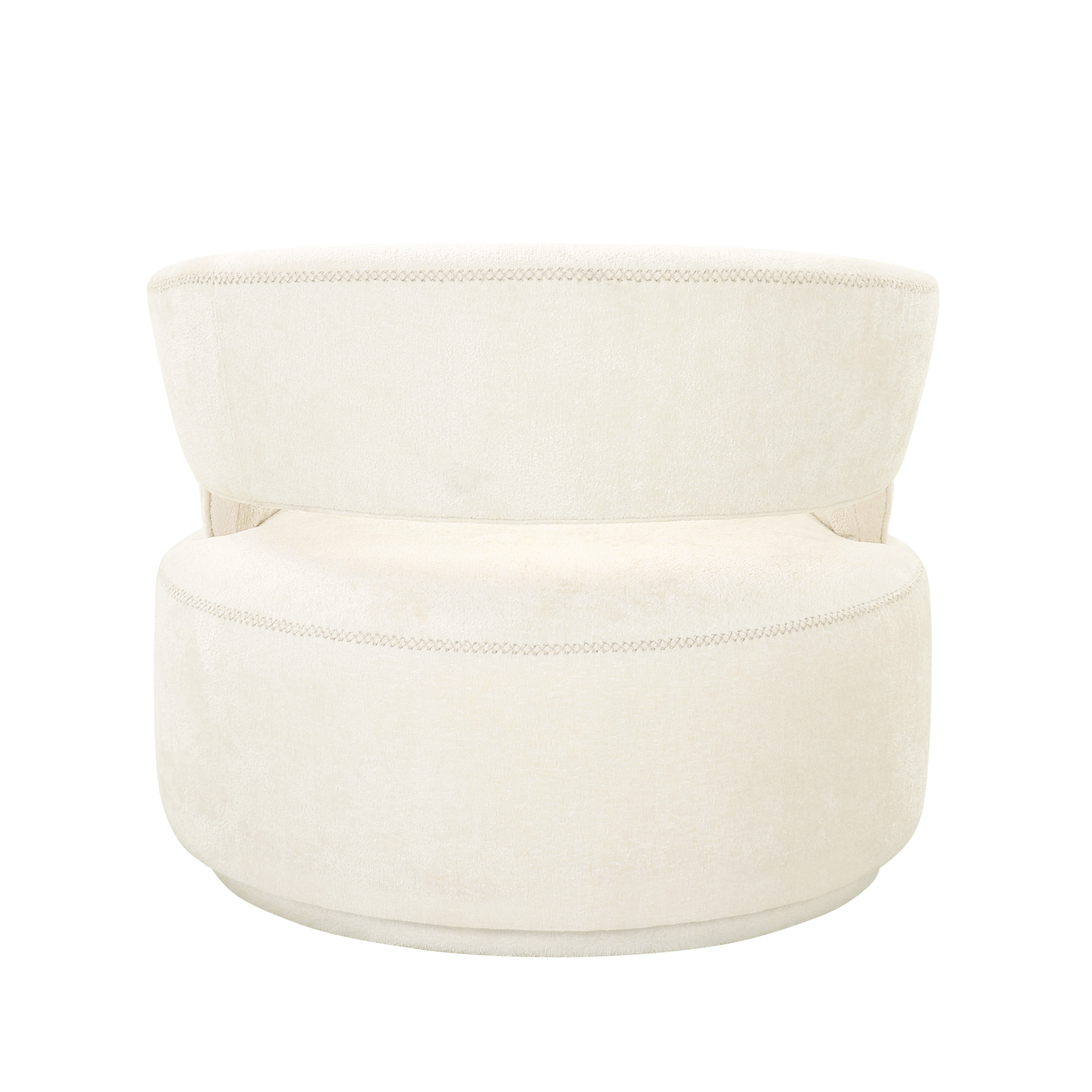 Pasargad Piagia Upholstered Swivel Base Barrel Chair - Ivory, Polyester