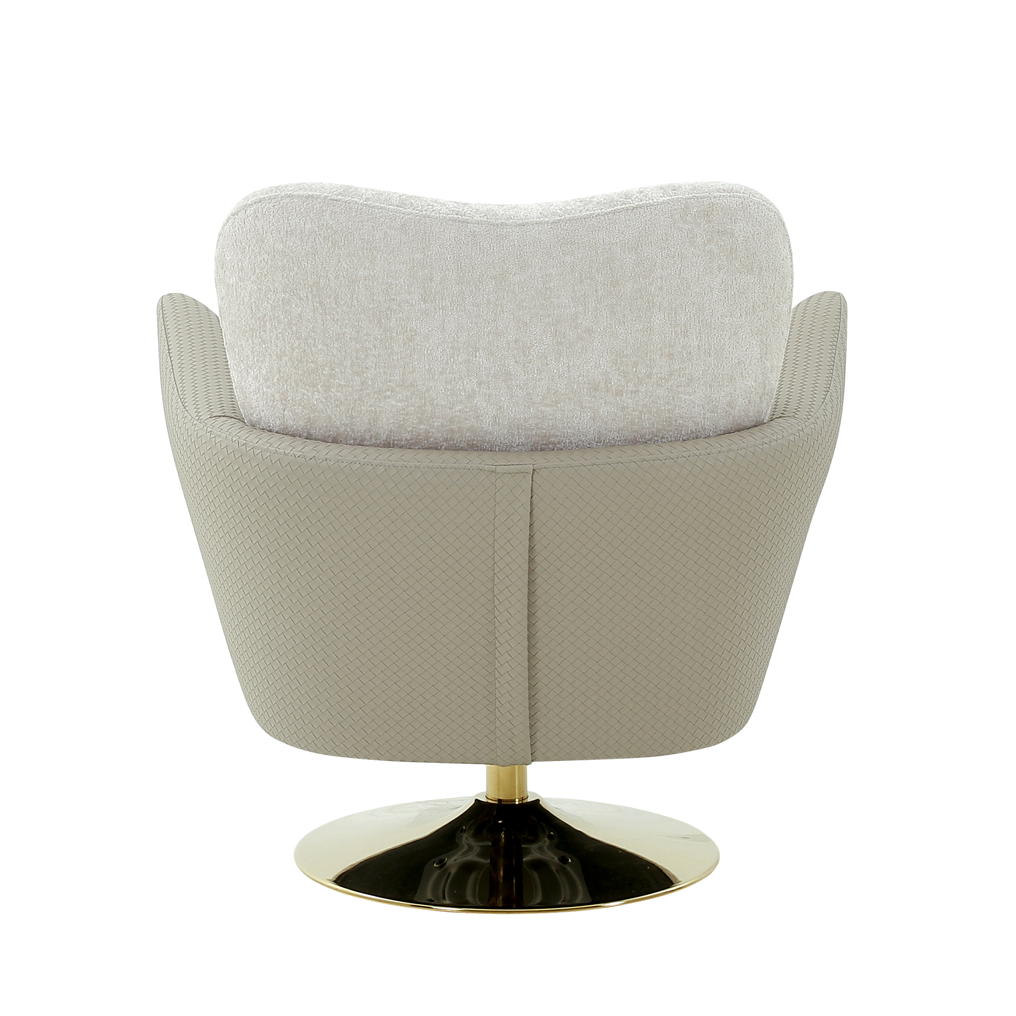 Pasargad Mercer Swivel Base Lounge Chair - Beige/Gold, Poly Fabric