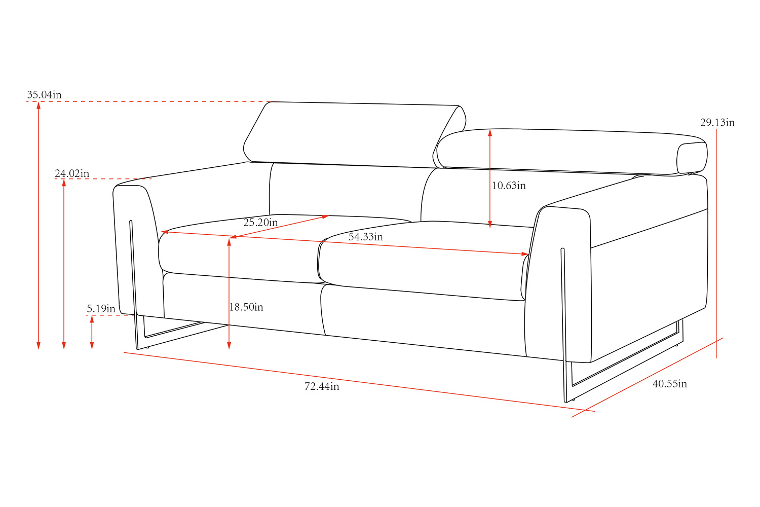 Pasargad - Serena Modern Blue Loveseat