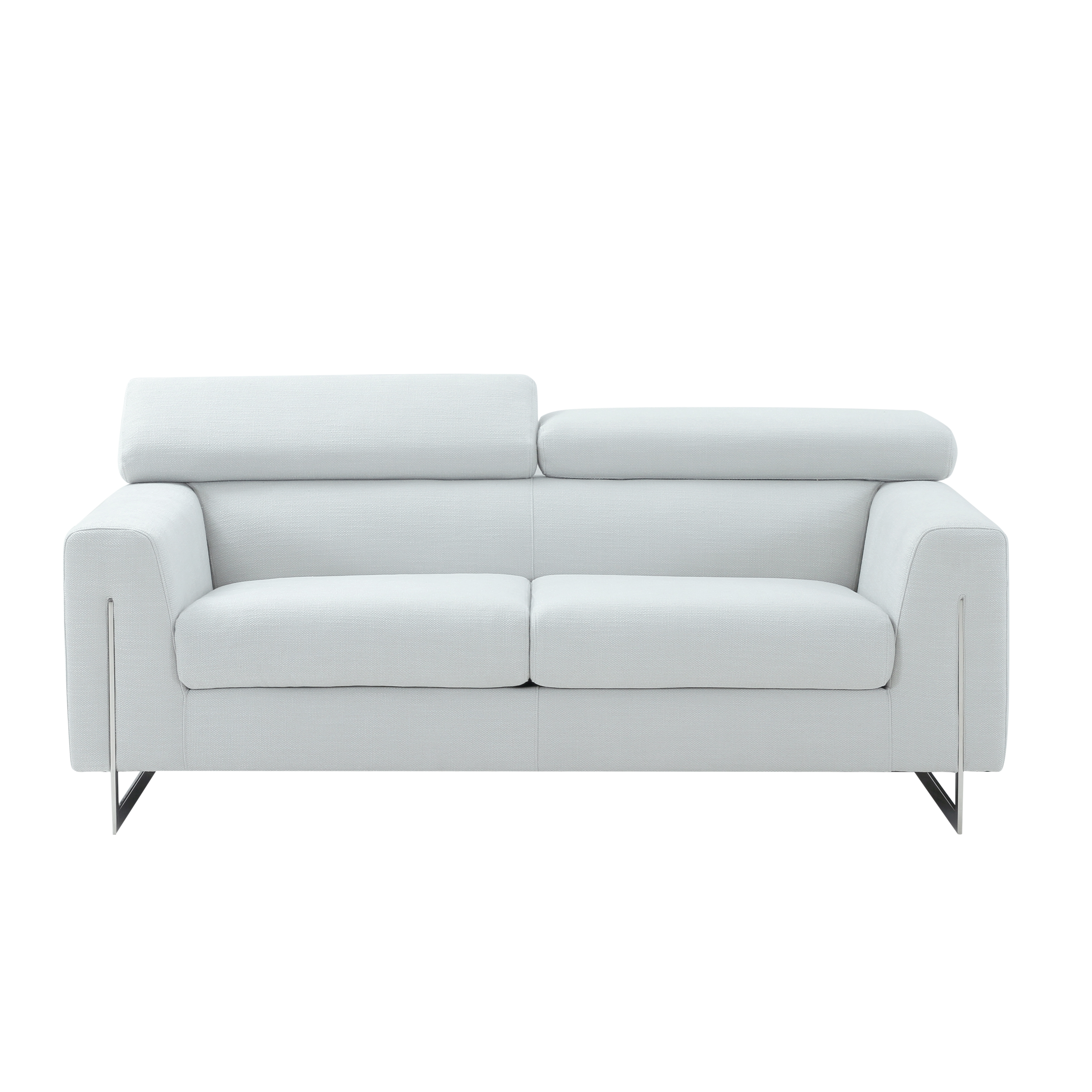 Pasargad - Serena Modern Loveseat with Adjustable Headrests in Silver, Poly Fabric