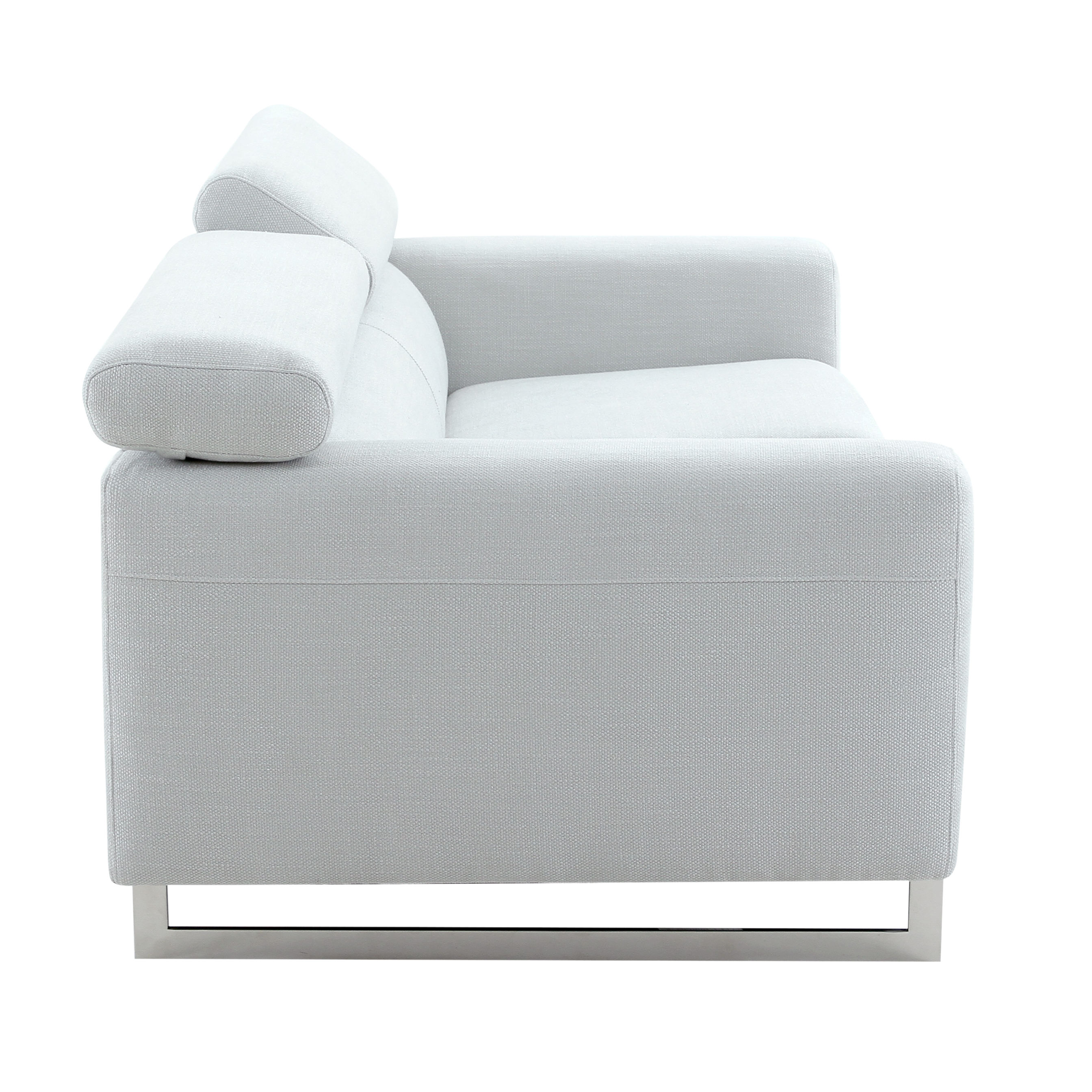 Pasargad - Serena Modern Loveseat with Adjustable Headrests in Silver, Poly Fabric