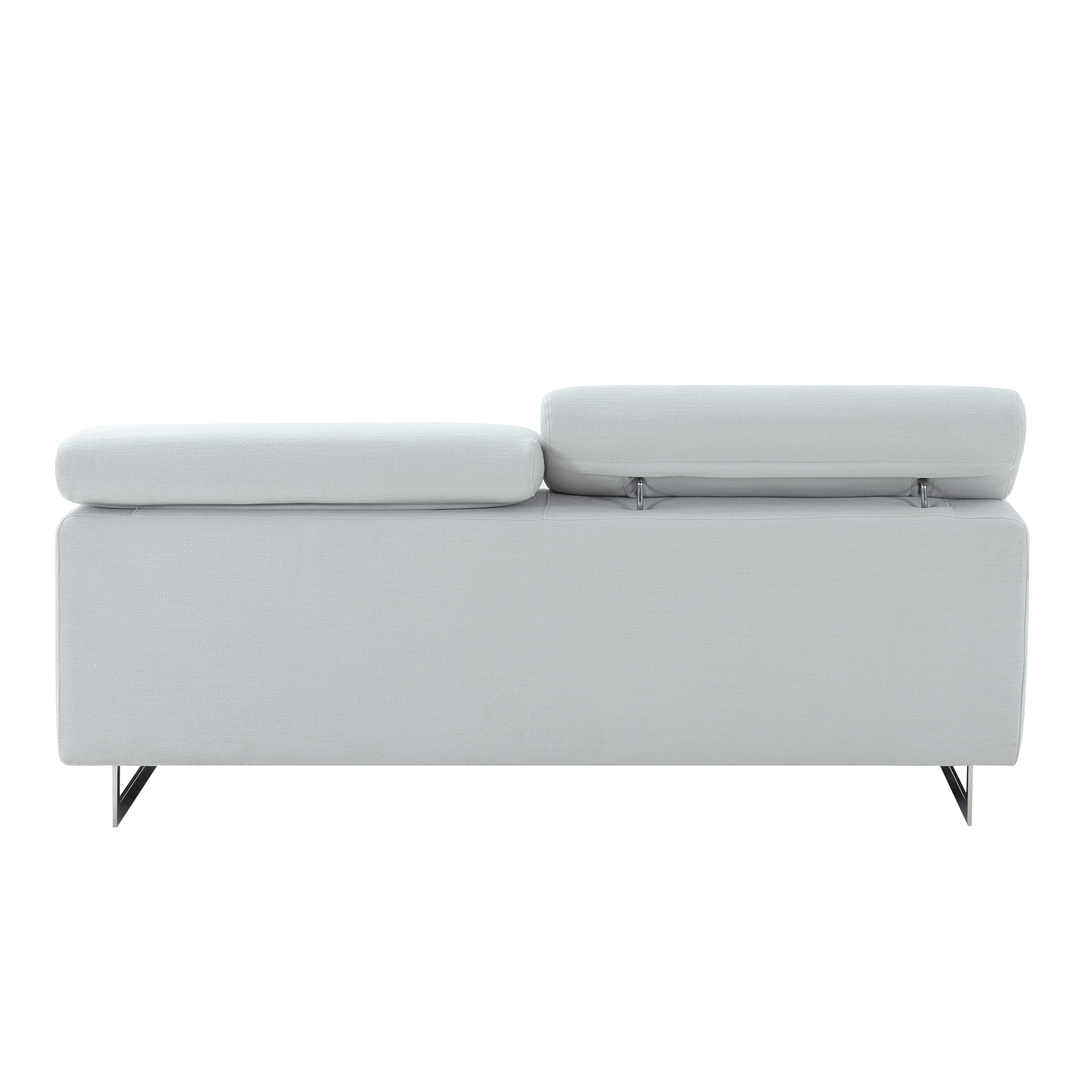 Pasargad - Serena Modern Loveseat with Adjustable Headrests in Silver, Poly Fabric