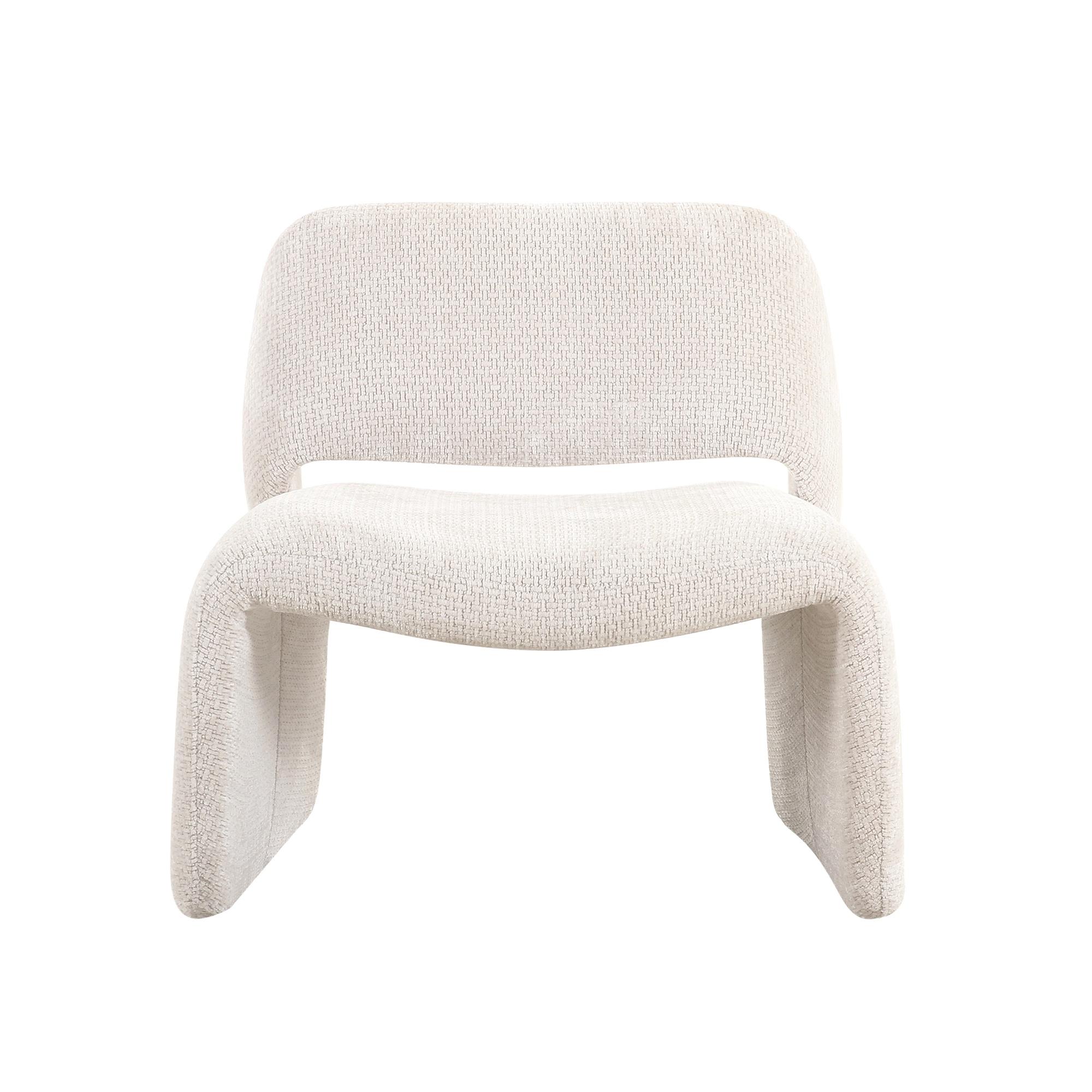 Pasargad - Zarina Upholstered Modern Accent Chair in Ivory, Textured Fabric