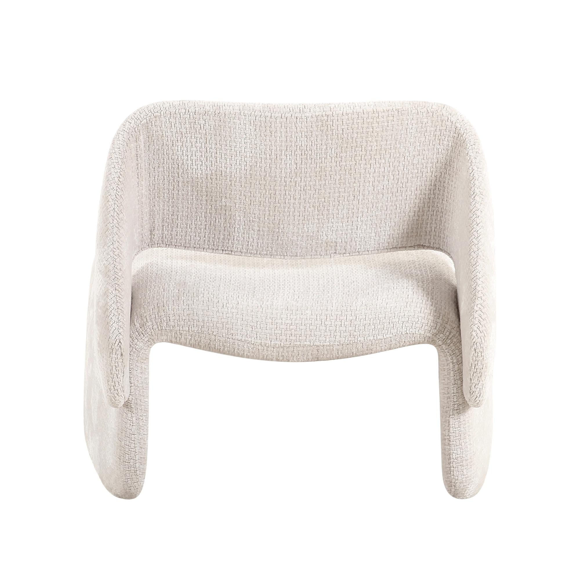 Pasargad - Zarina Upholstered Modern Accent Chair in Ivory, Textured Fabric