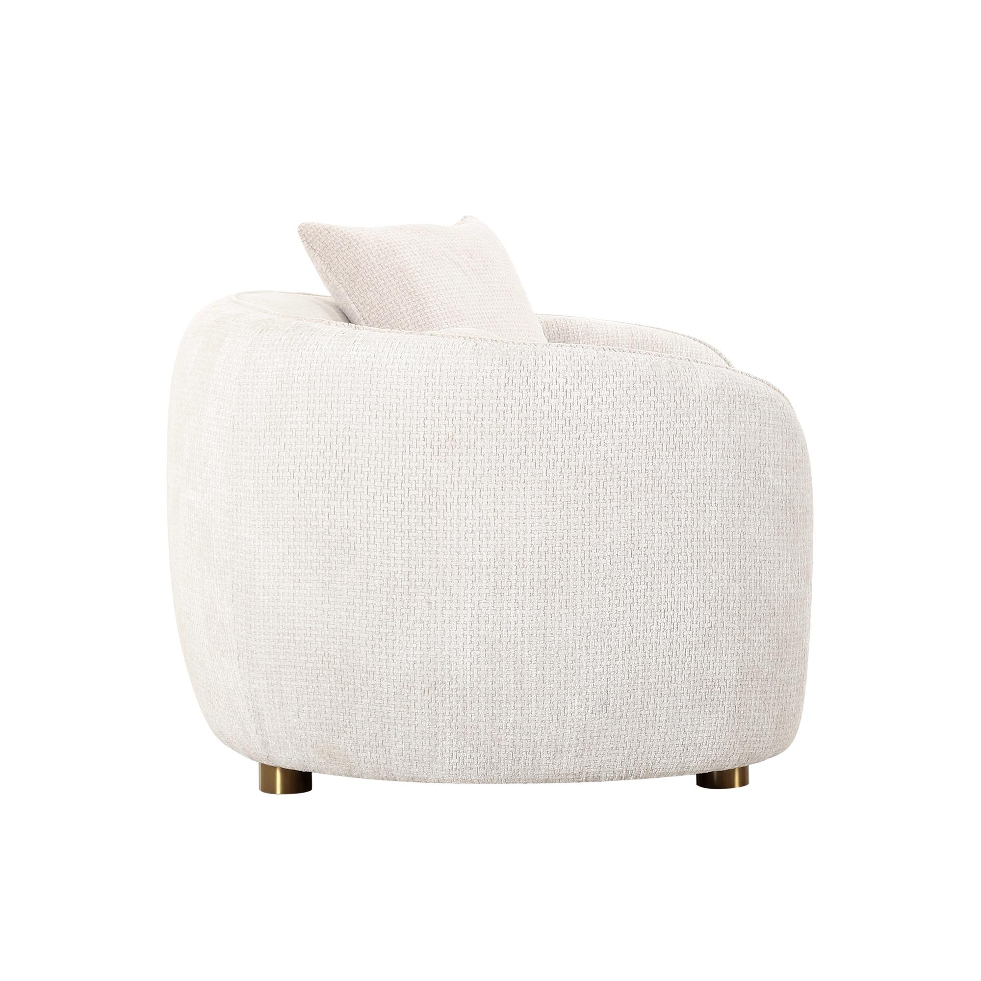 Pasargad - Zarina Upholstered Modern Loveseat with 2 Pillows in Ivory, Textured Fabric