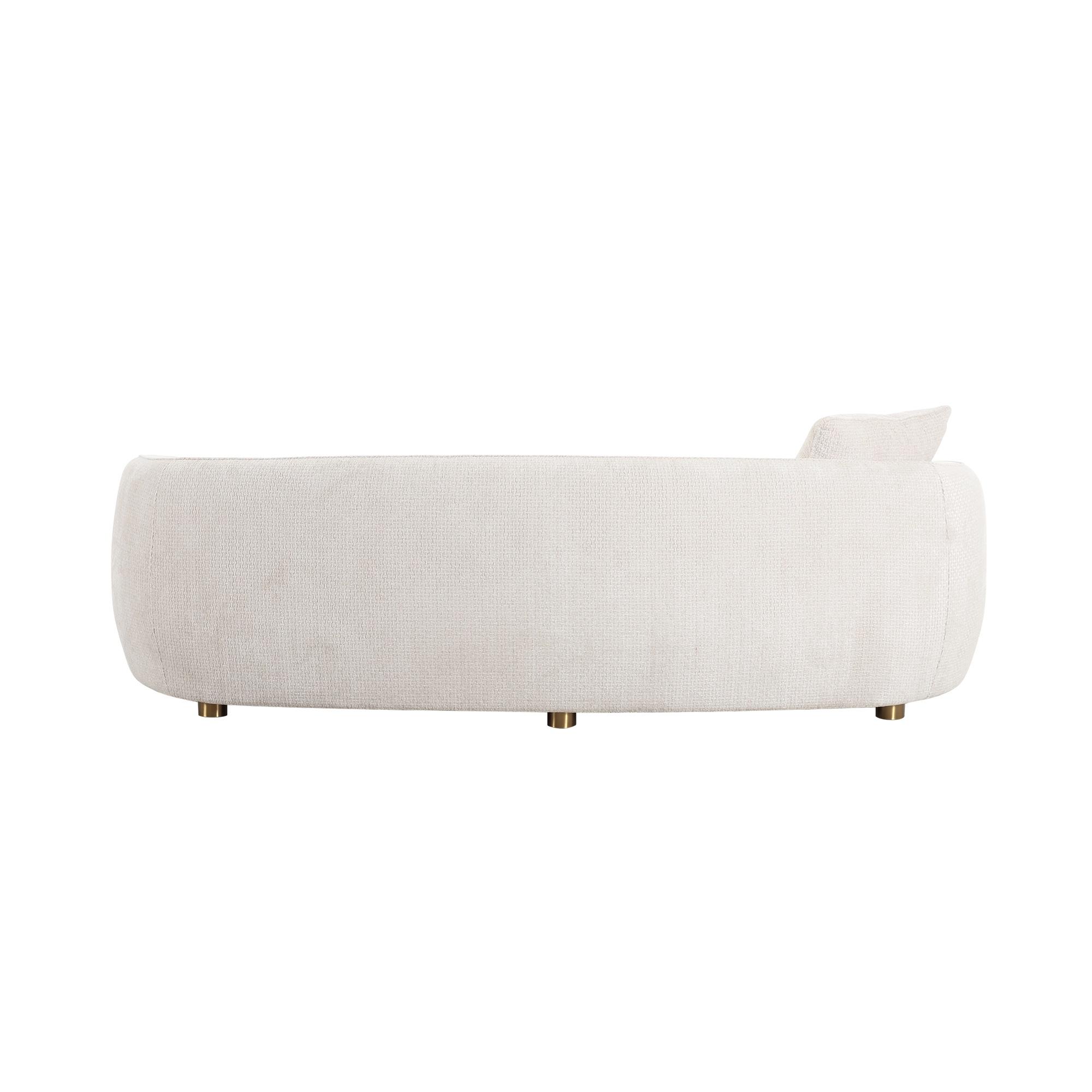 Pasargad - Zarina Upholstered Modern Sofa with 2 Pillows in Ivory, Textured Fabric